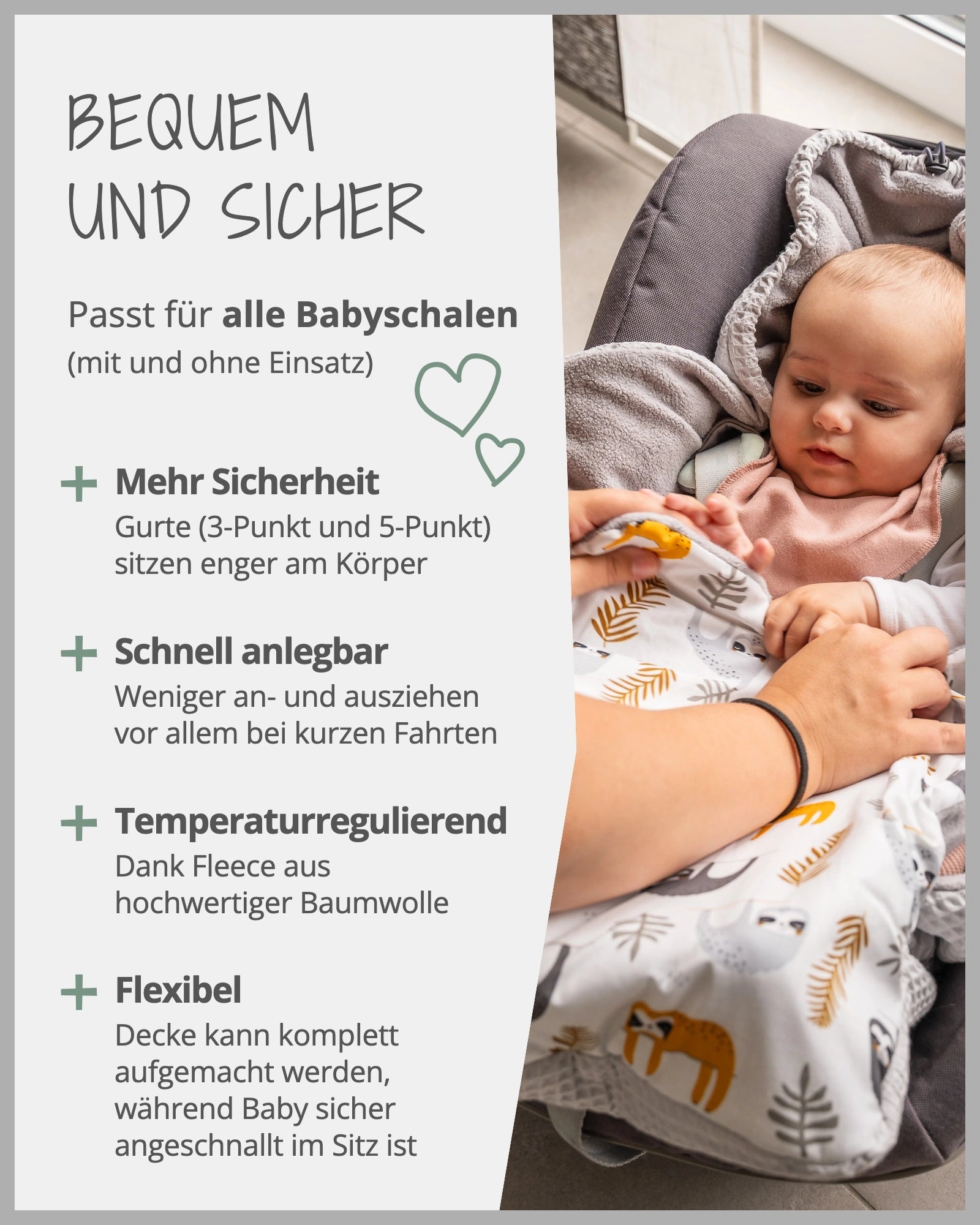 Einschlagdecke GRAU FAULTIERE-ULLENBOOM Baby