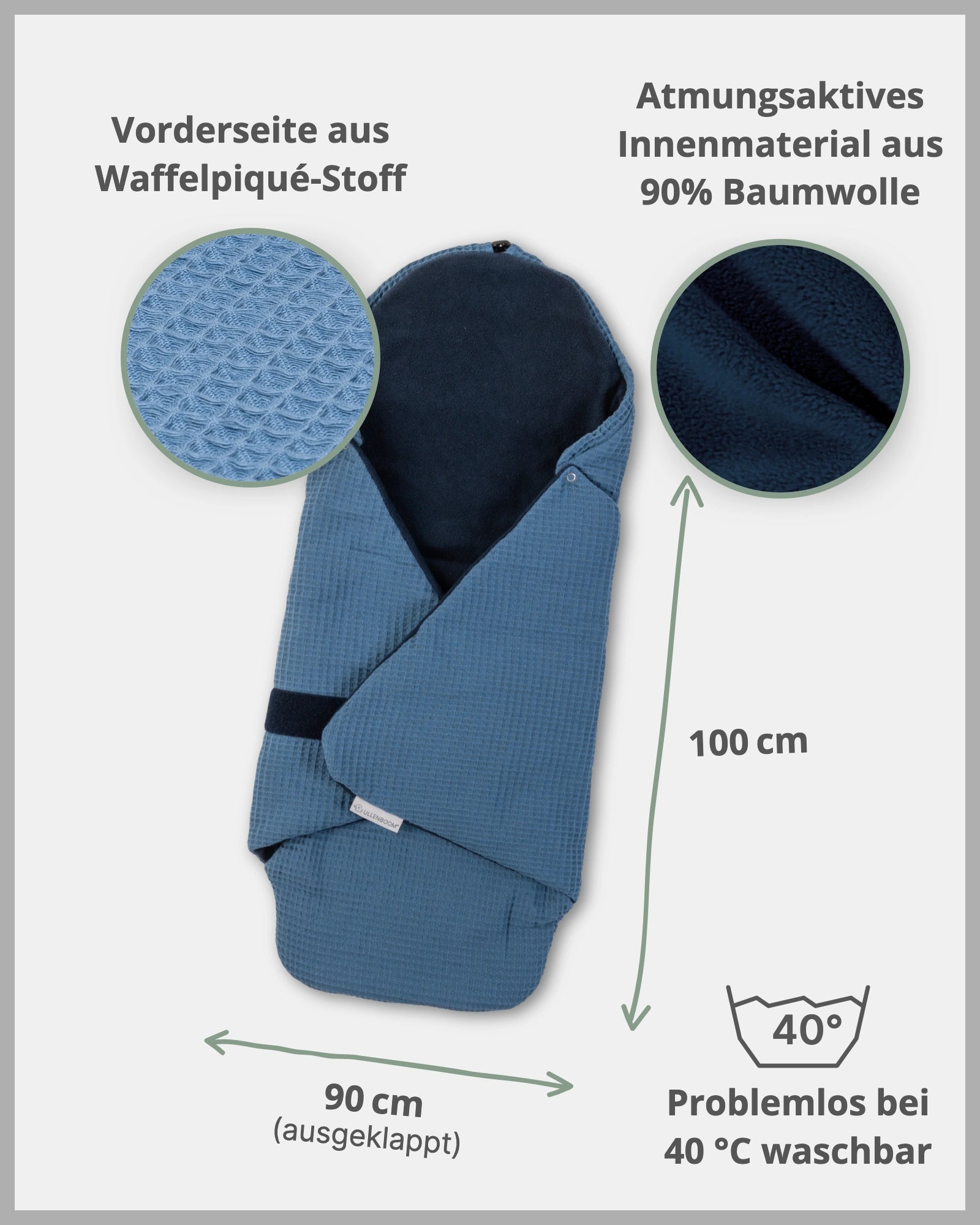 Einschlagdecke Waffelpiqué BLAU-ULLENBOOM Baby