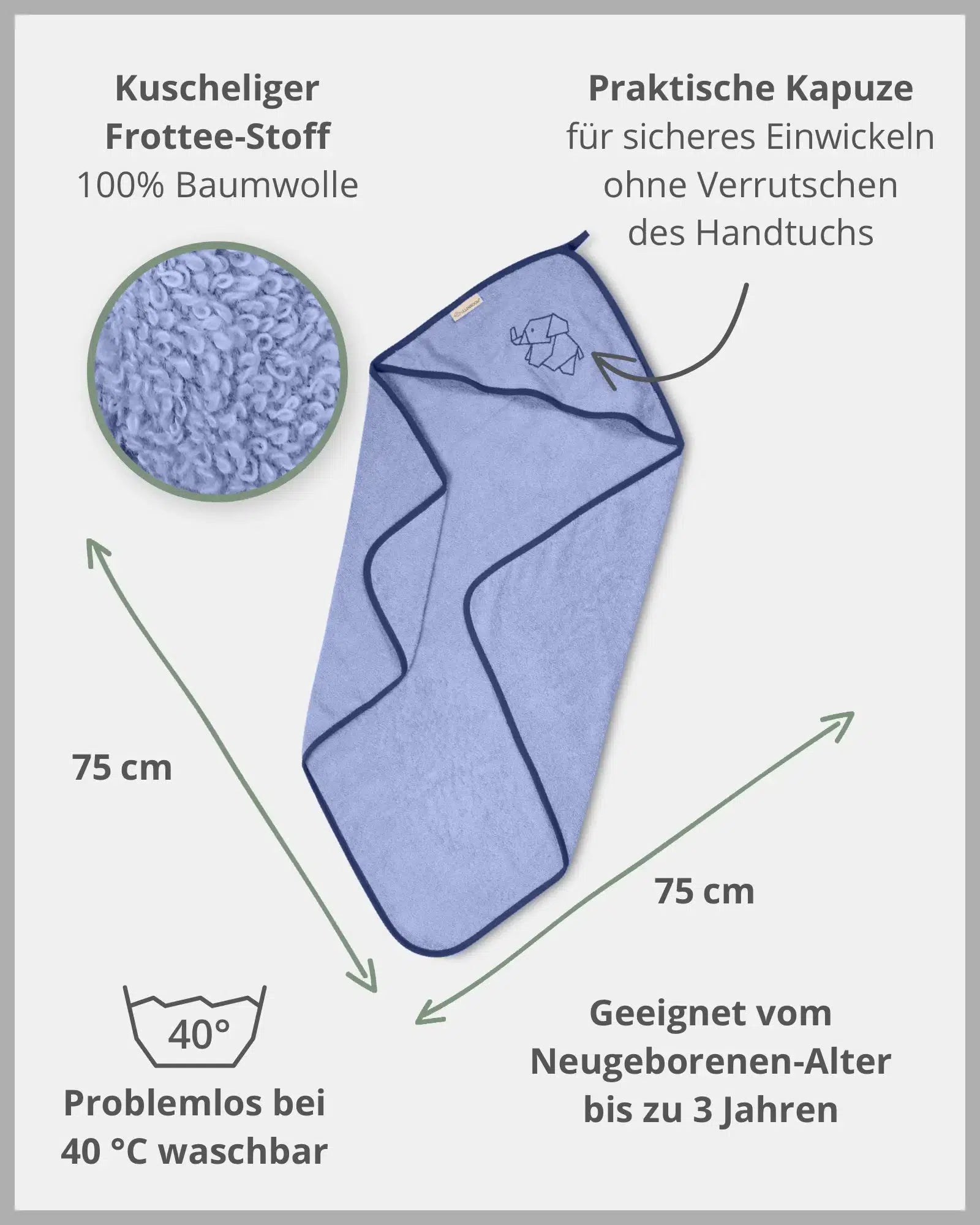 Kapuzenhandtuch BLAU-Handtuch-ULLENBOOM Baby-75 x 75 cm-ULLENBOOM Baby