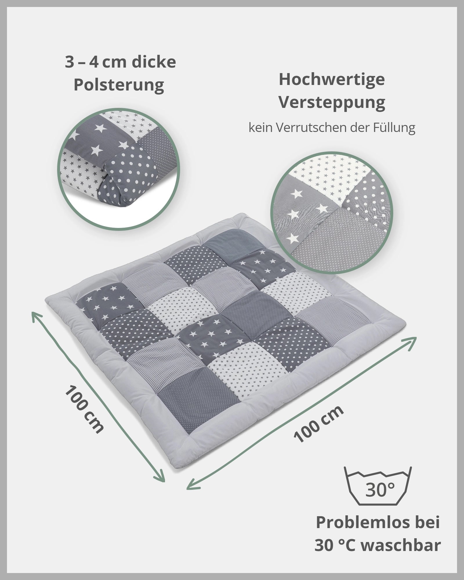 Krabbeldecke GRAUE STERNE