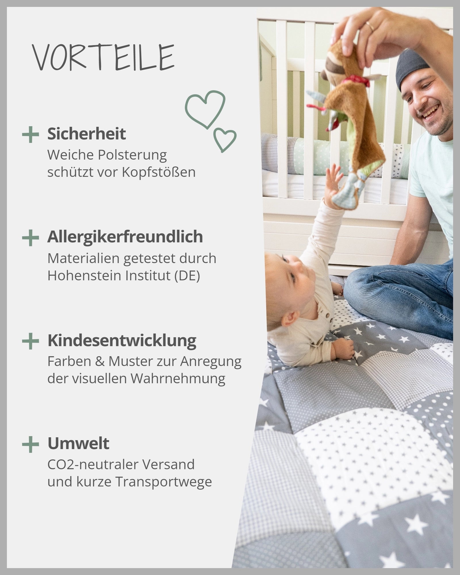 Krabbeldecke GRAUE STERNE