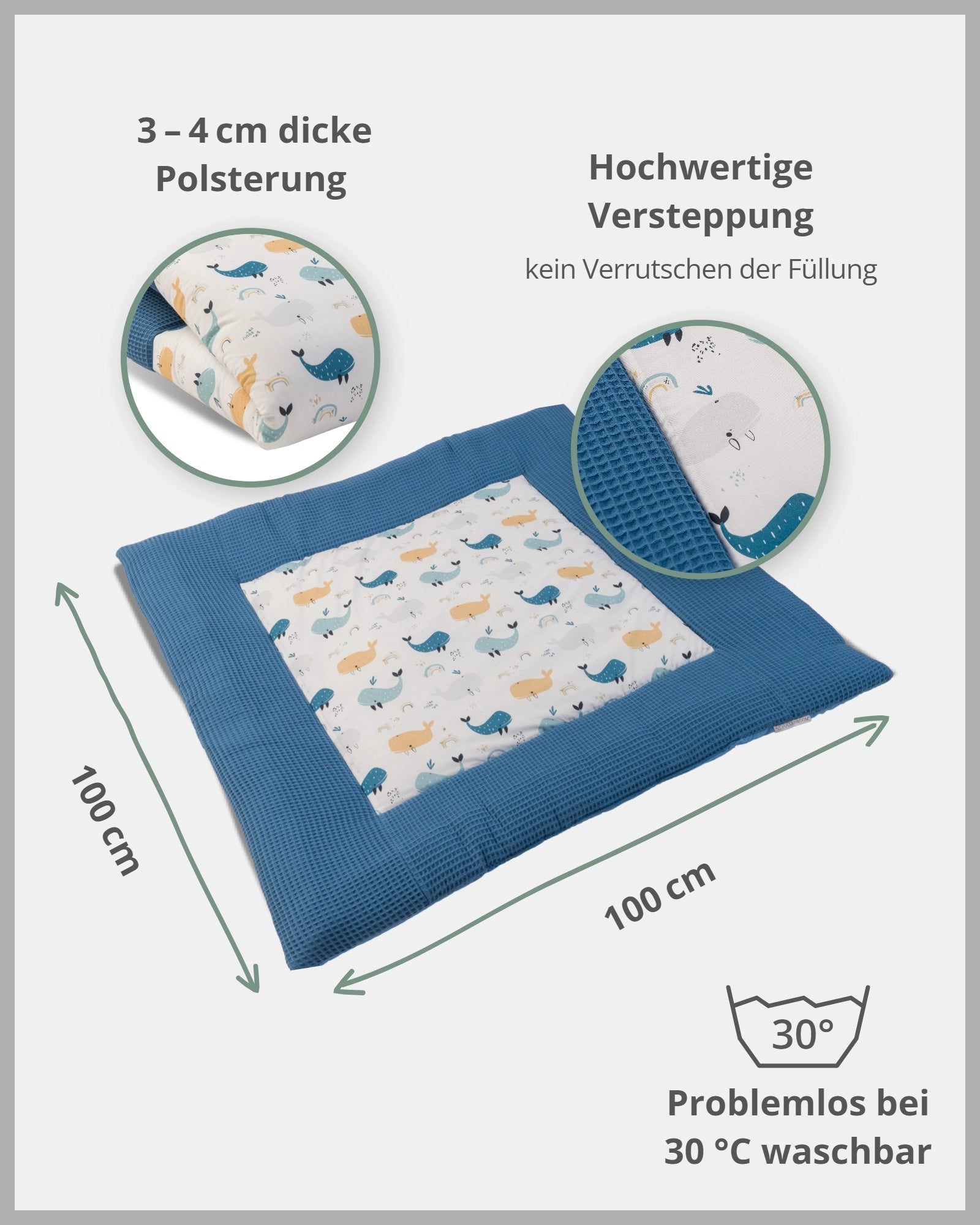 Krabbeldecke BLAU WALE