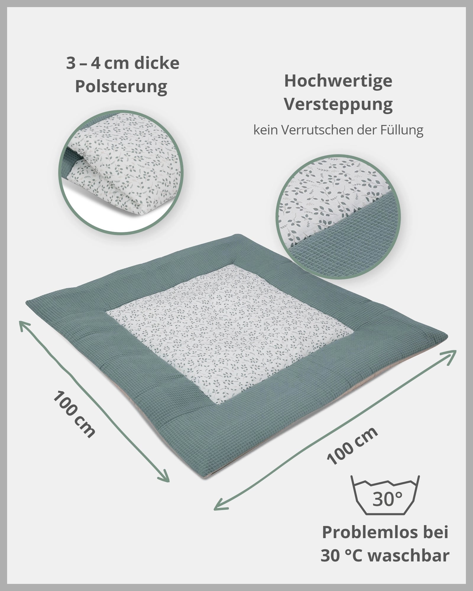 Krabbeldecke FLORAL GRÜN