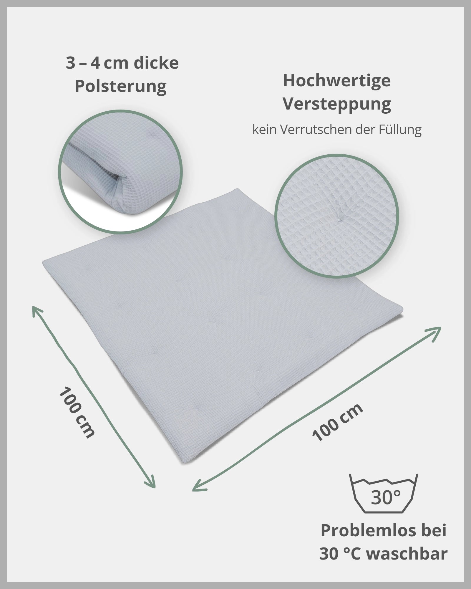 Krabbeldecke Waffelpiqué GRAU