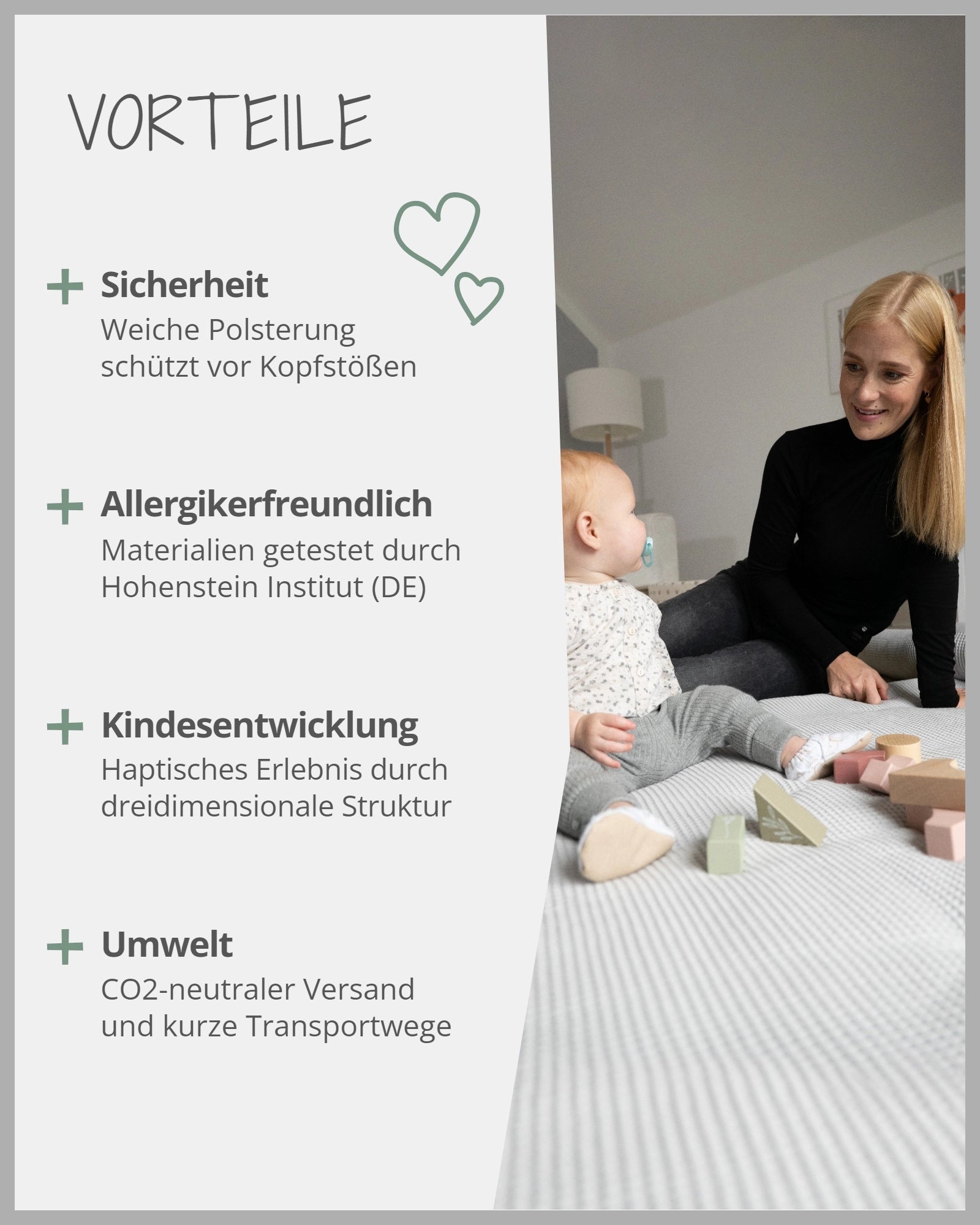 Krabbeldecke Waffelpiqué GRAU