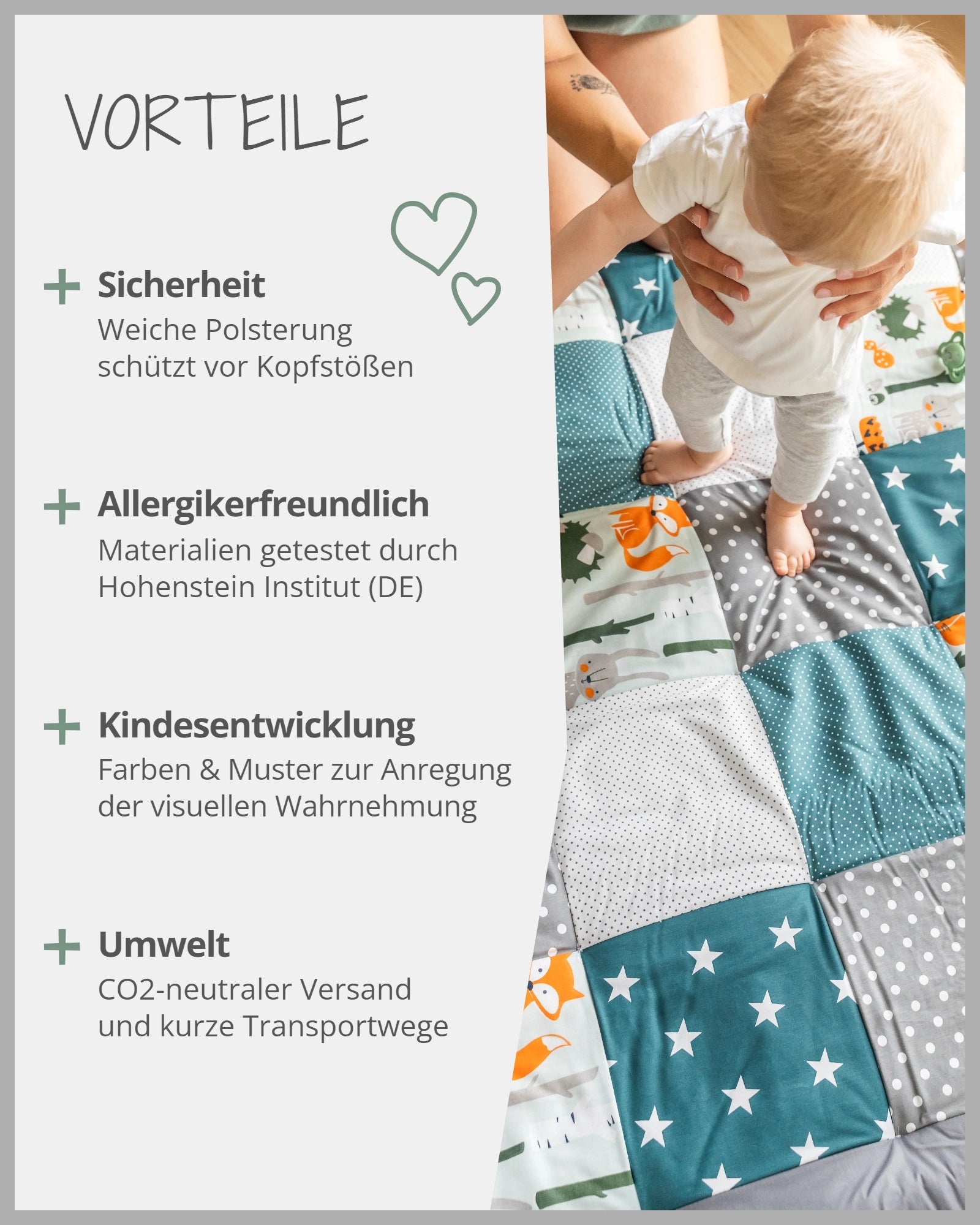 Krabbeldecke WALDTIERE PETROL
