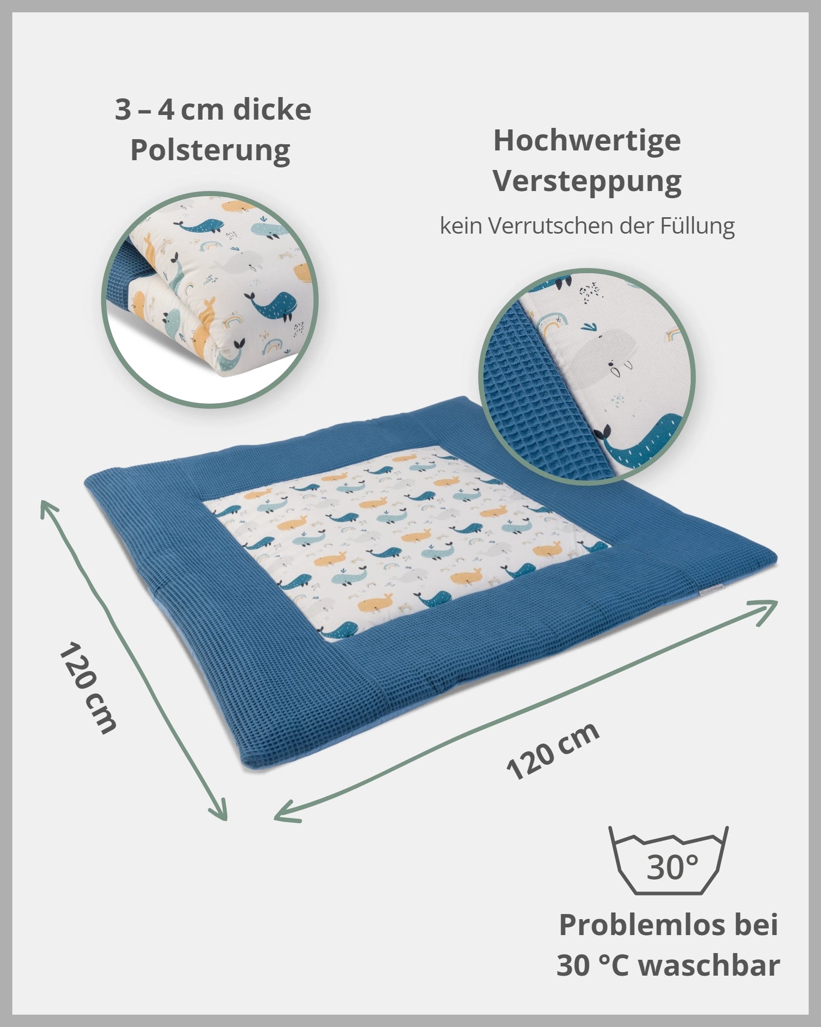 Krabbeldecke BLAU WALE