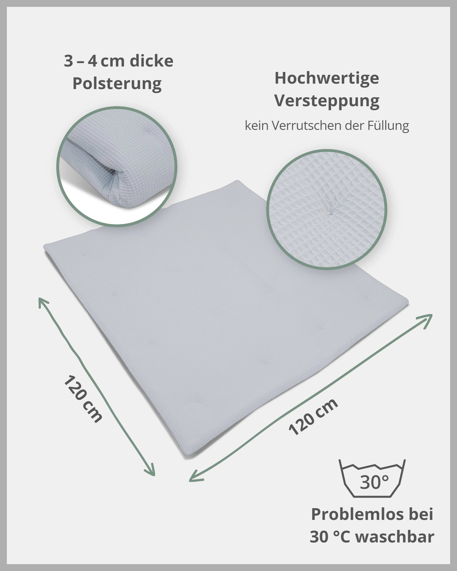 Krabbeldecke Waffelpiqué GRAU