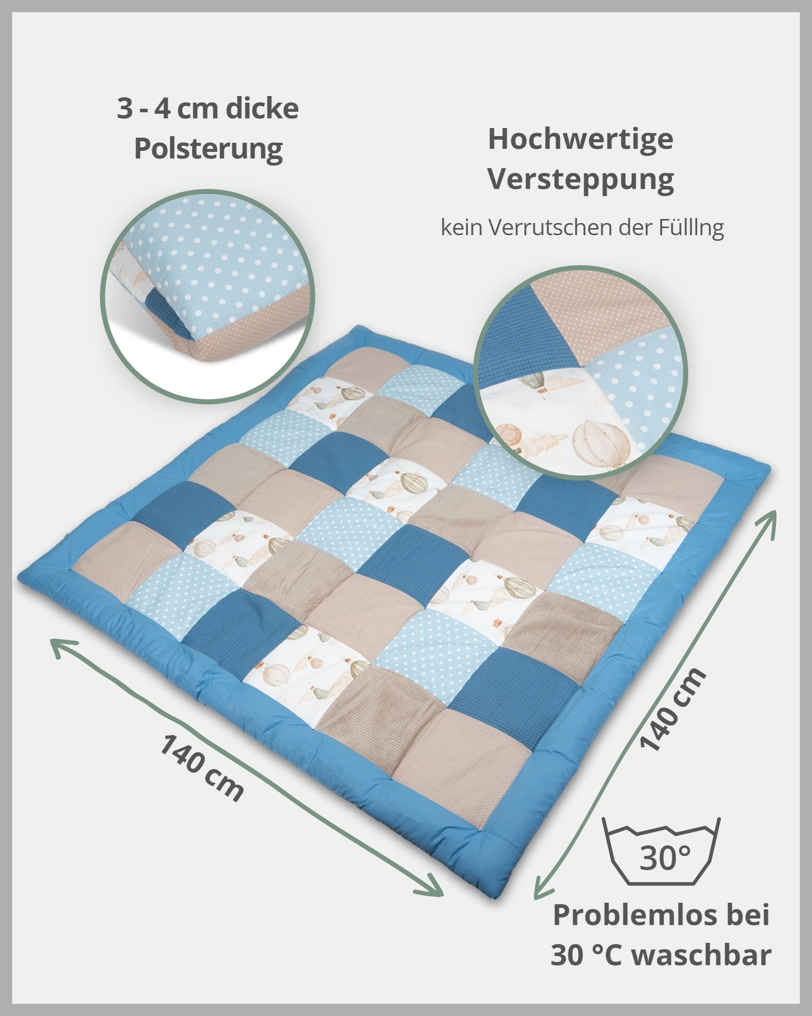 Personalisierbare Krabbeldecke BALLONTRAUM