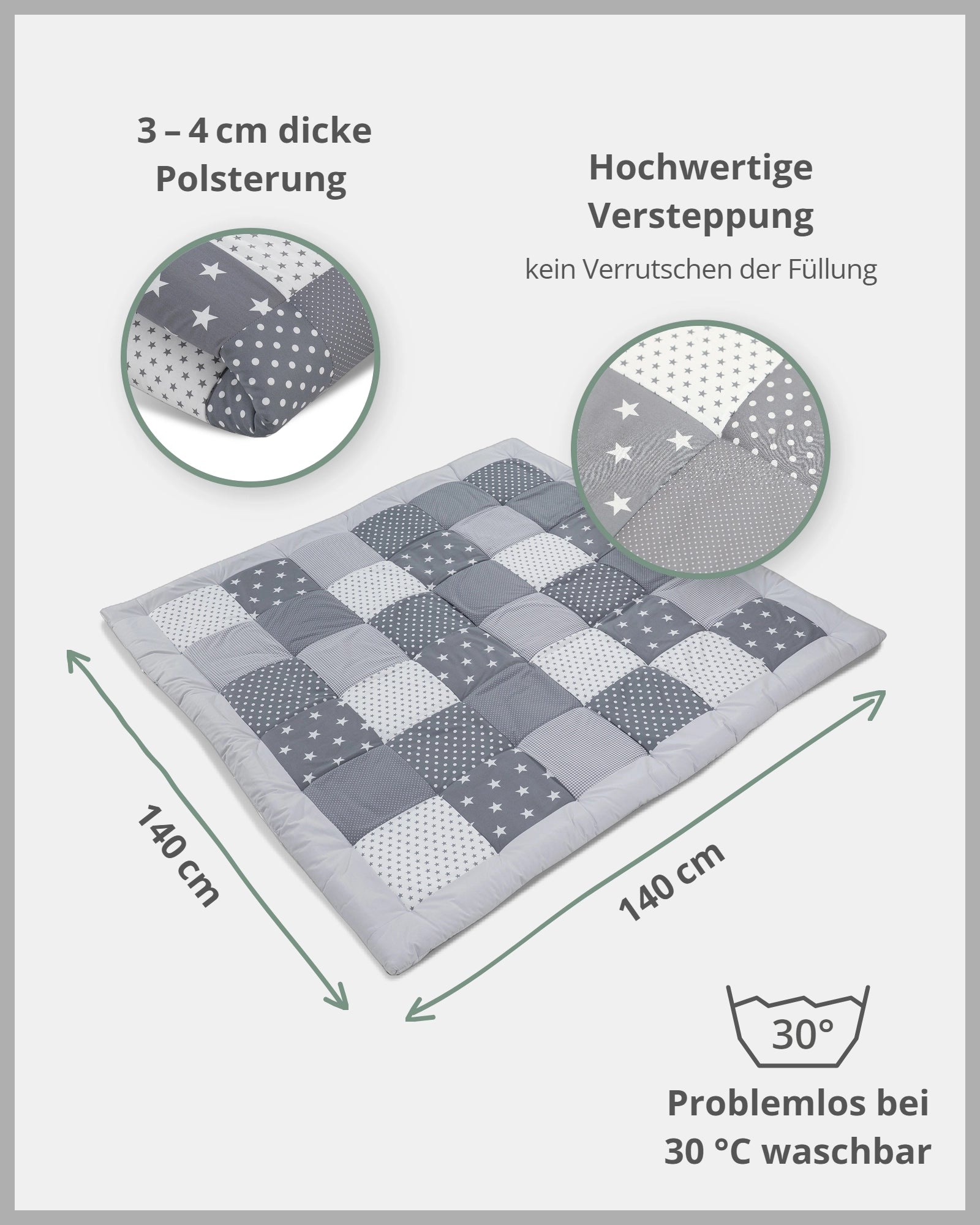 Krabbeldecke GRAUE STERNE