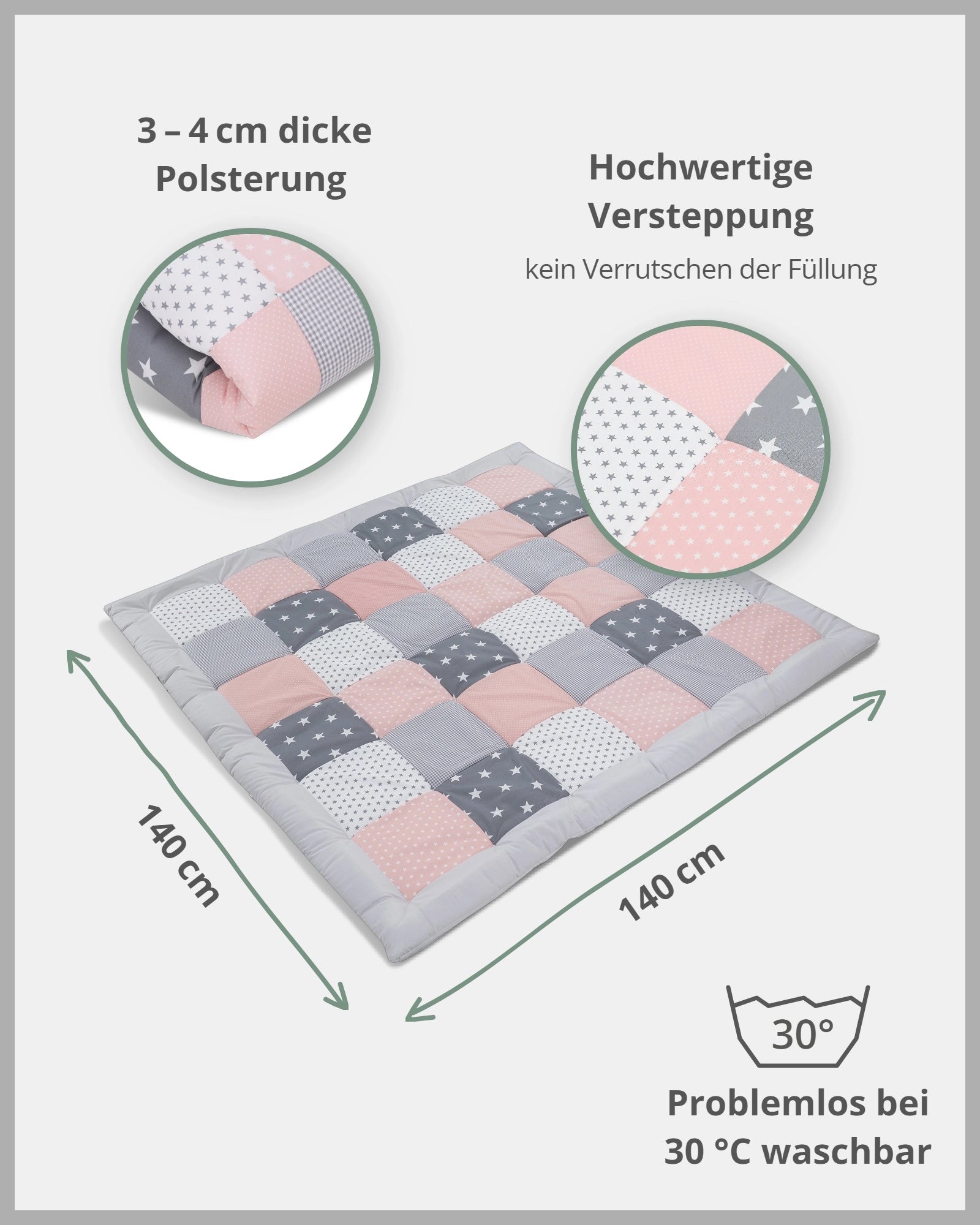Krabbeldecke ROSA GRAU-ULLENBOOM Baby