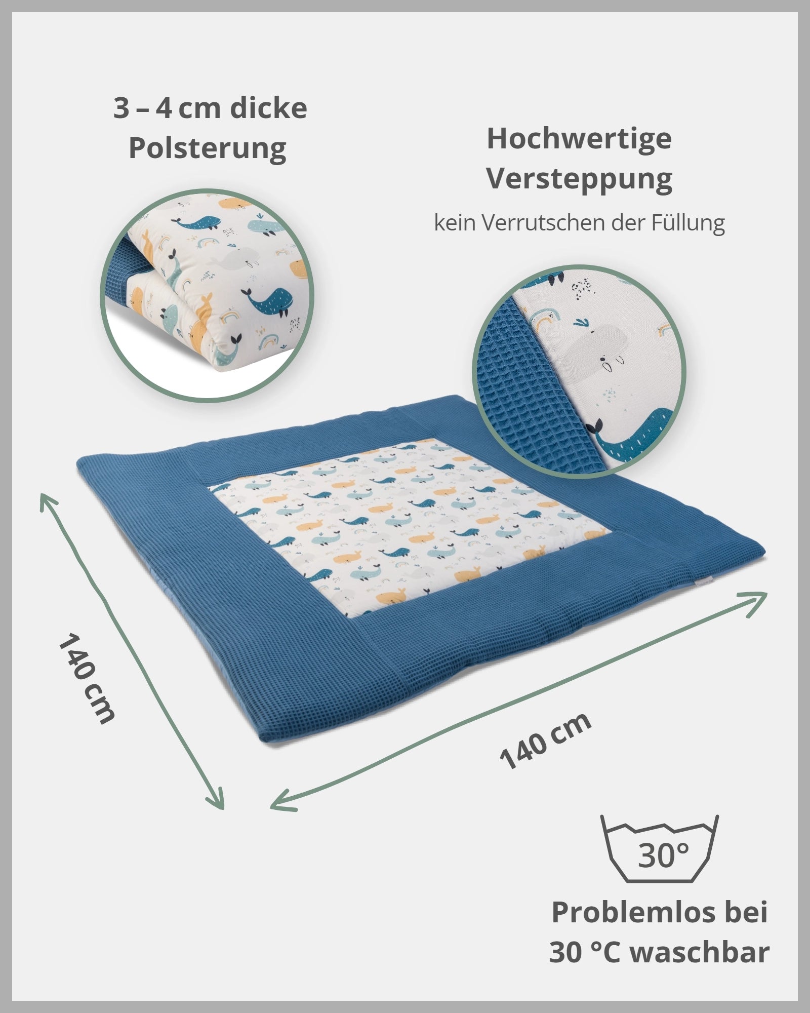 Krabbeldecke BLAU WALE