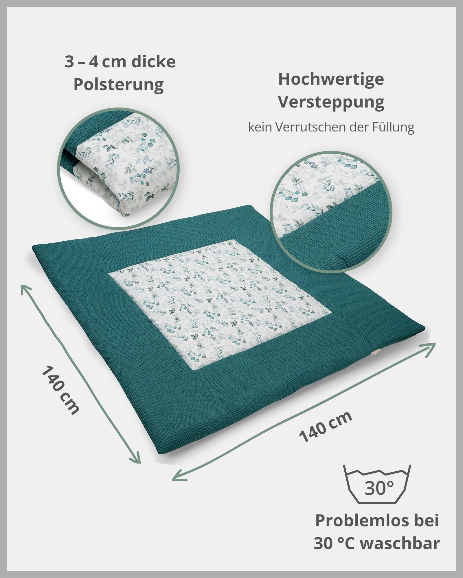 Krabbeldecke EUKALYPTUS PETROL-ULLENBOOM Baby