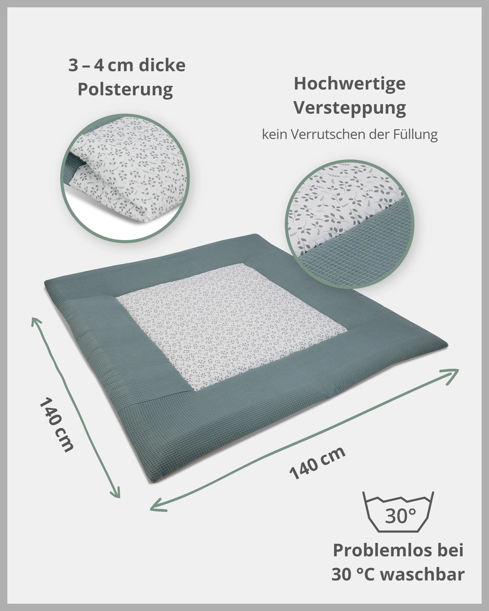 Krabbeldecke FLORAL GRÜN
