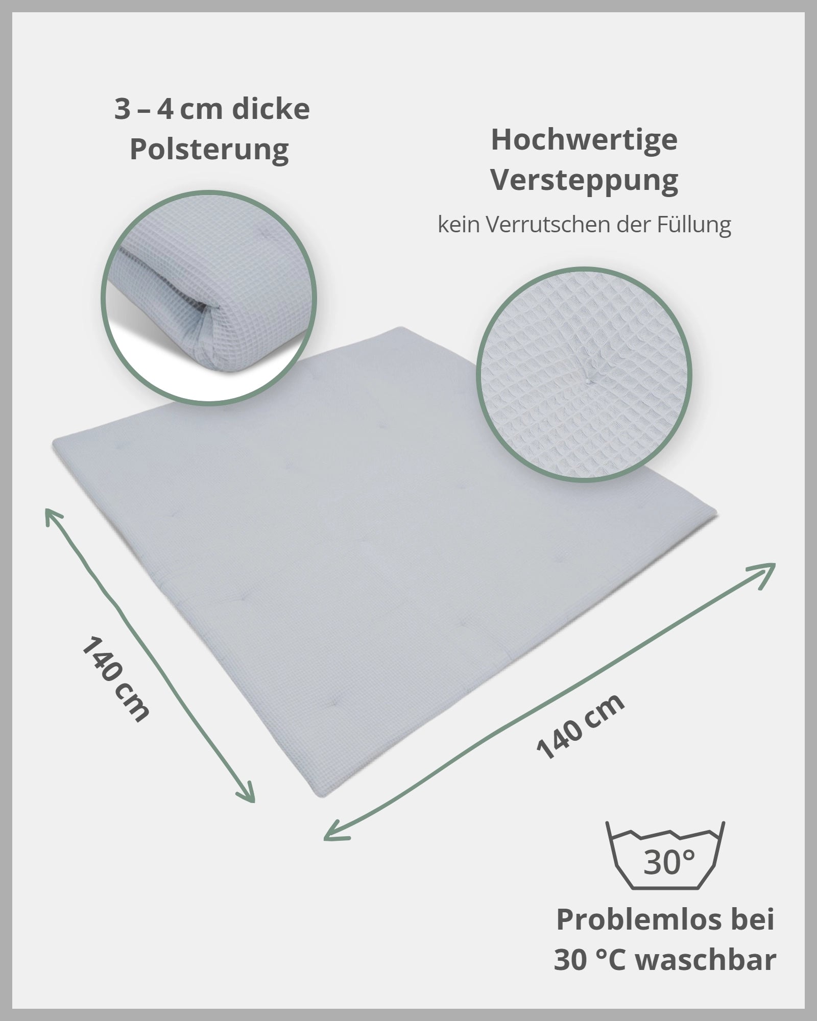 Krabbeldecke Waffelpiqué GRAU