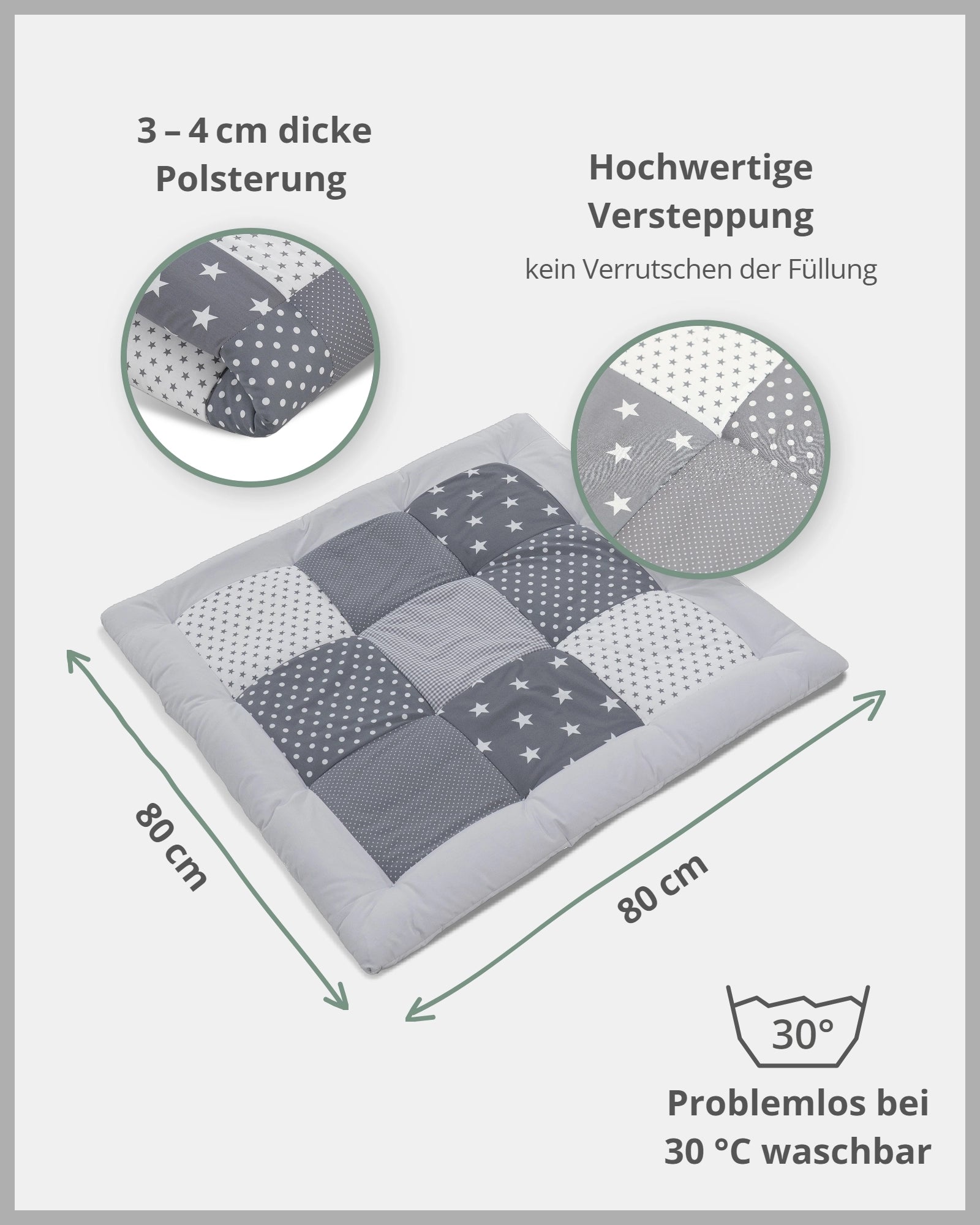 Krabbeldecke GRAUE STERNE