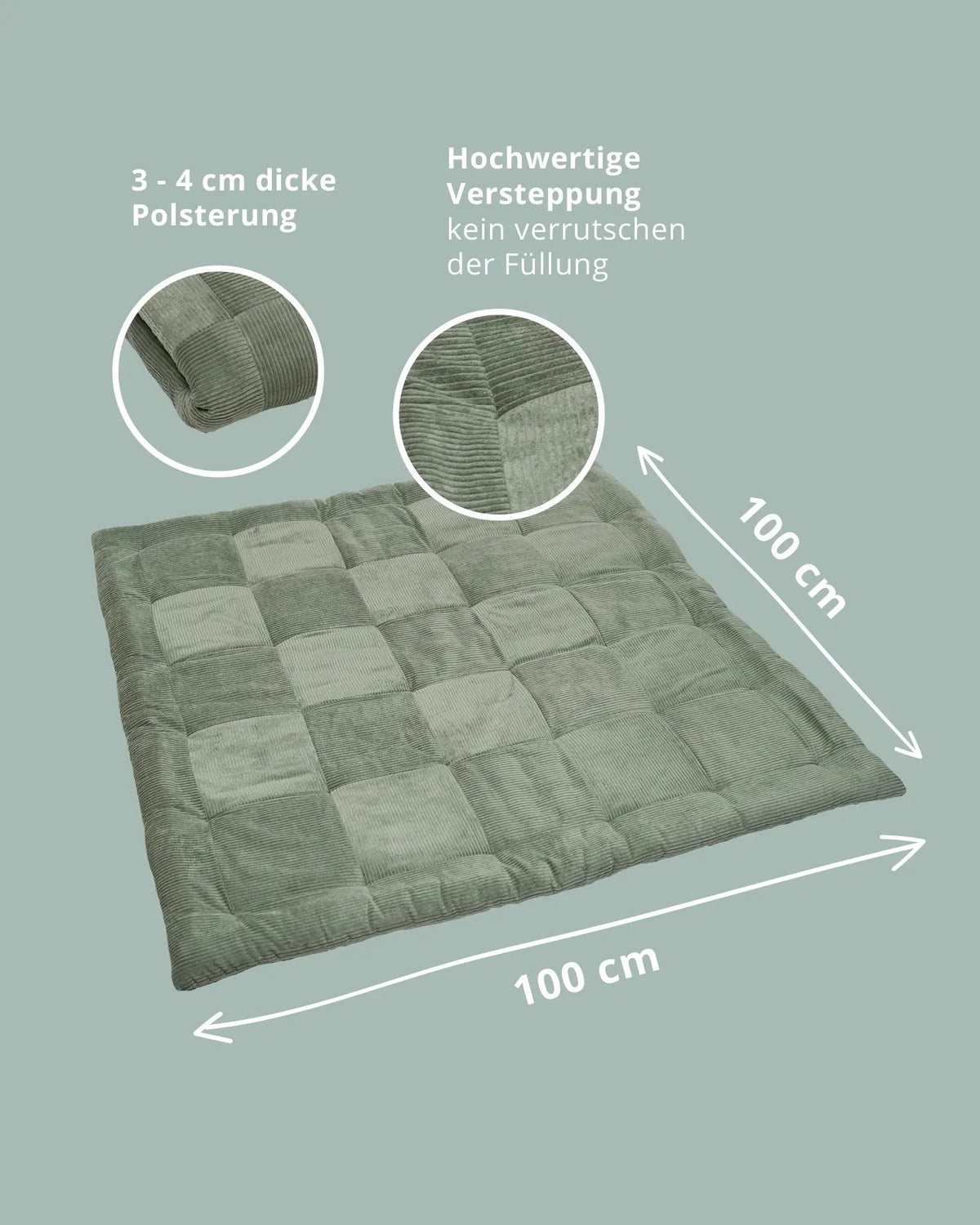 Krabbeldecke Cord Salbeiwiese in 100 x 100 cm