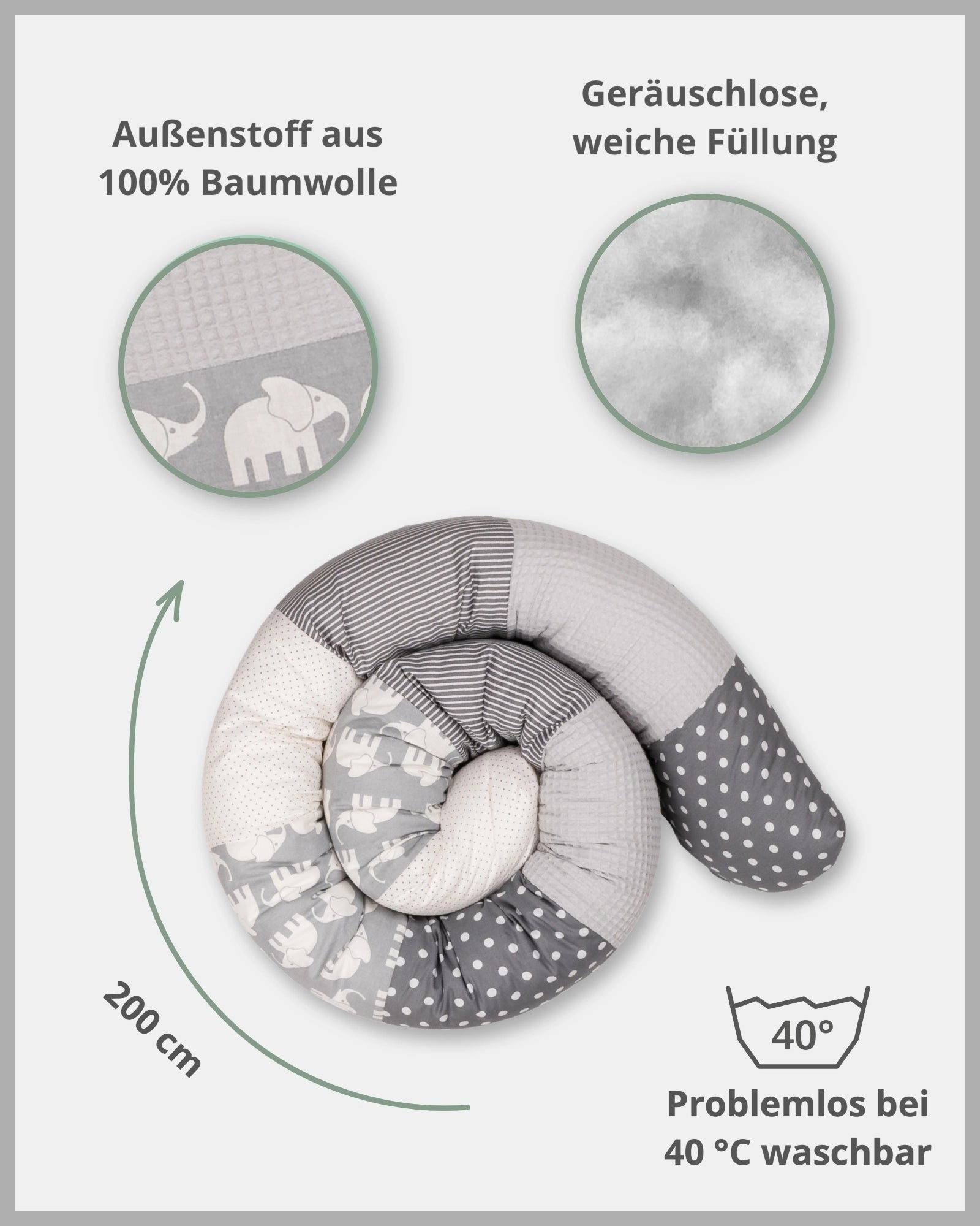 Baby Bettschlange GRAU ELEFANT-ULLENBOOM Baby