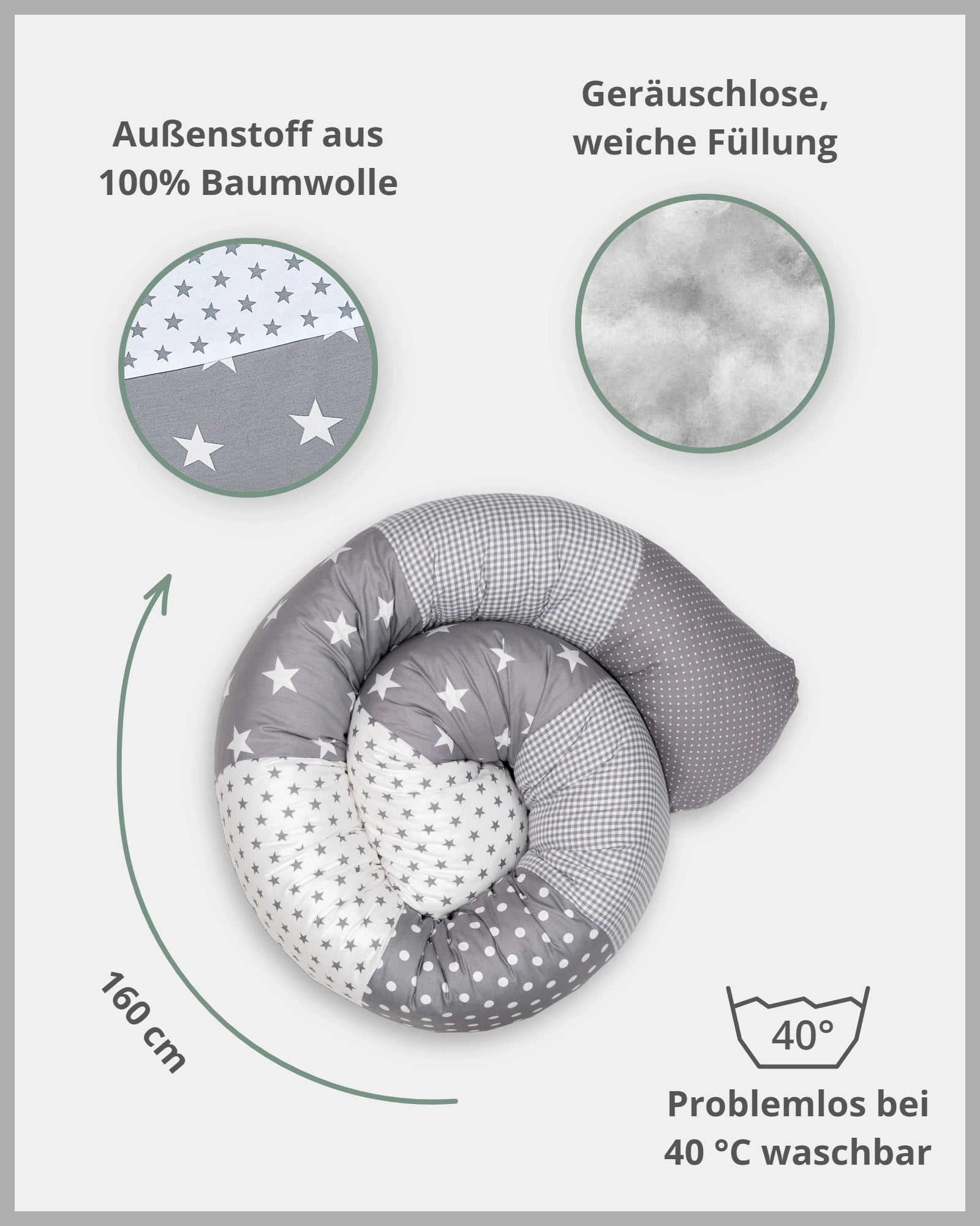 Baby Bettschlange GRAUE STERNE-ULLENBOOM Baby