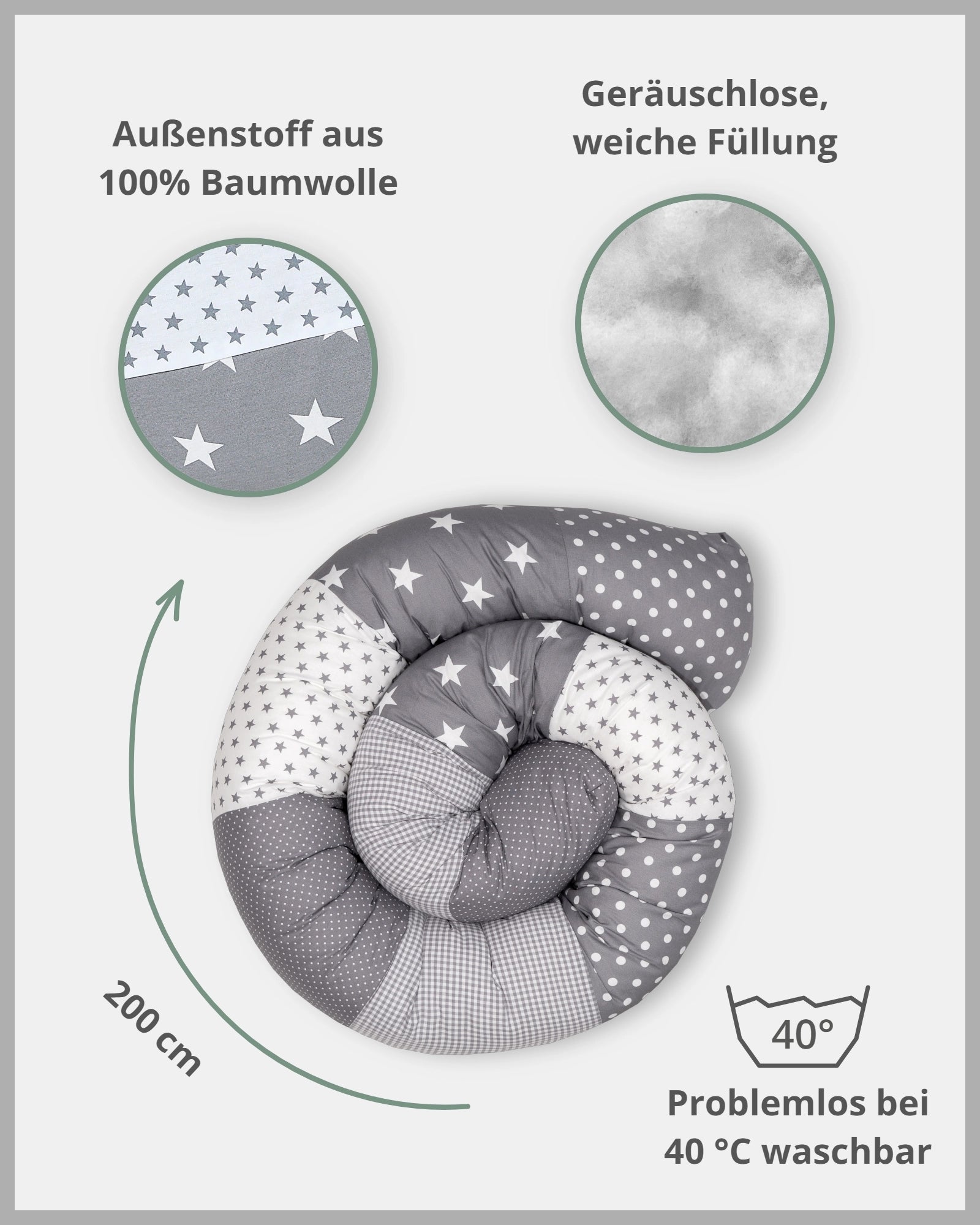 Baby Bettschlange GRAUE STERNE-ULLENBOOM Baby