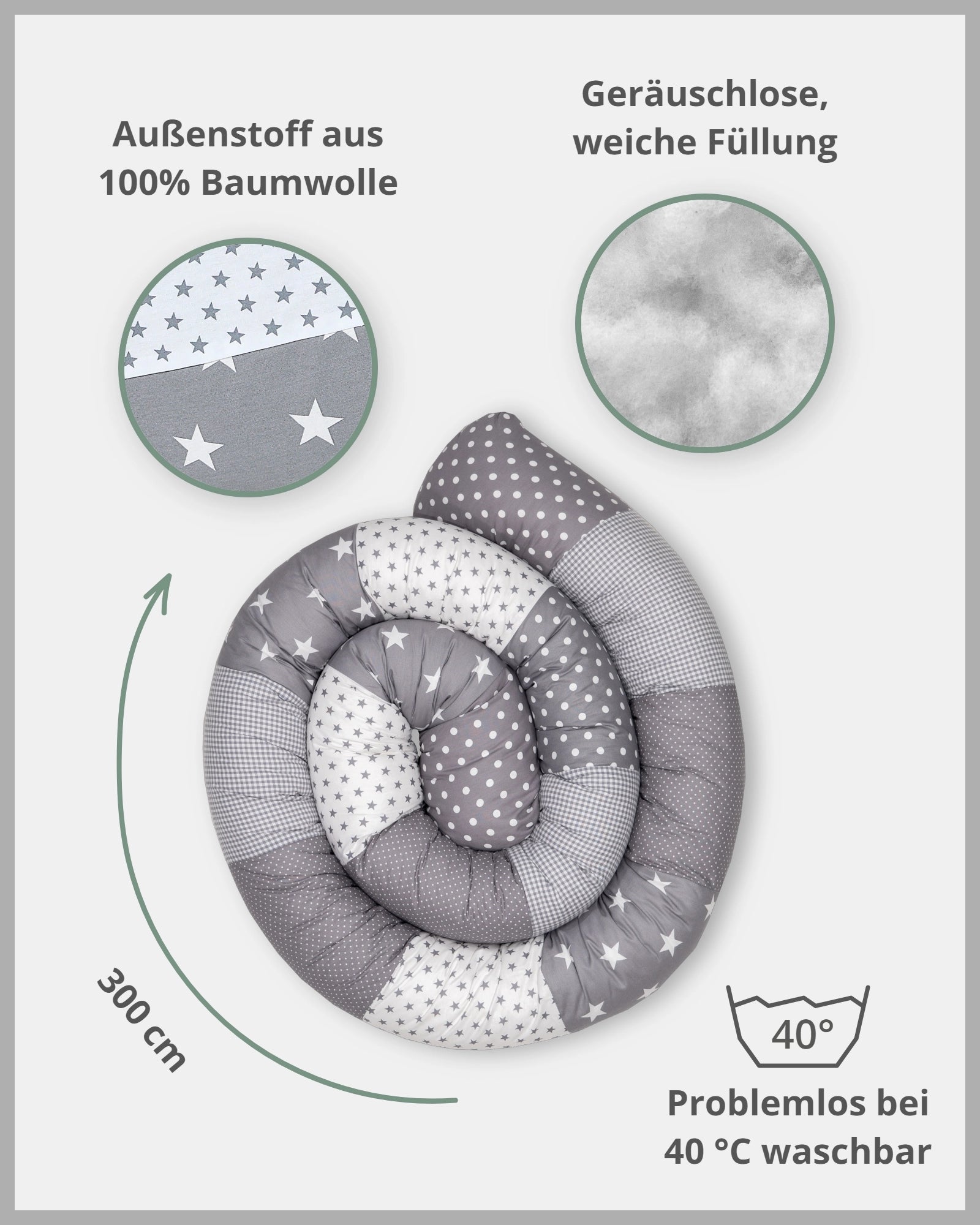Baby Bettschlange GRAUE STERNE-ULLENBOOM Baby
