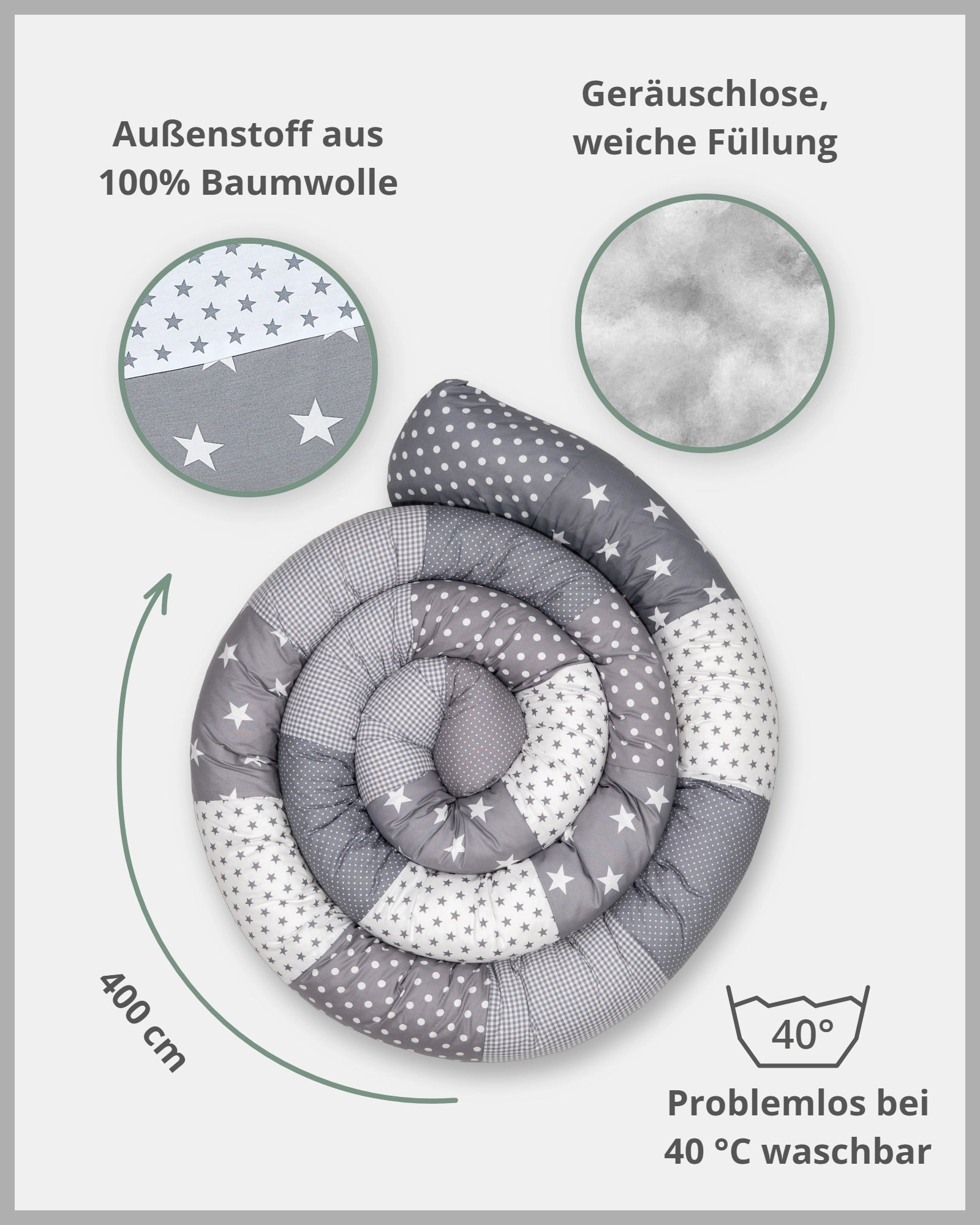 Baby Bettschlange GRAUE STERNE-ULLENBOOM Baby