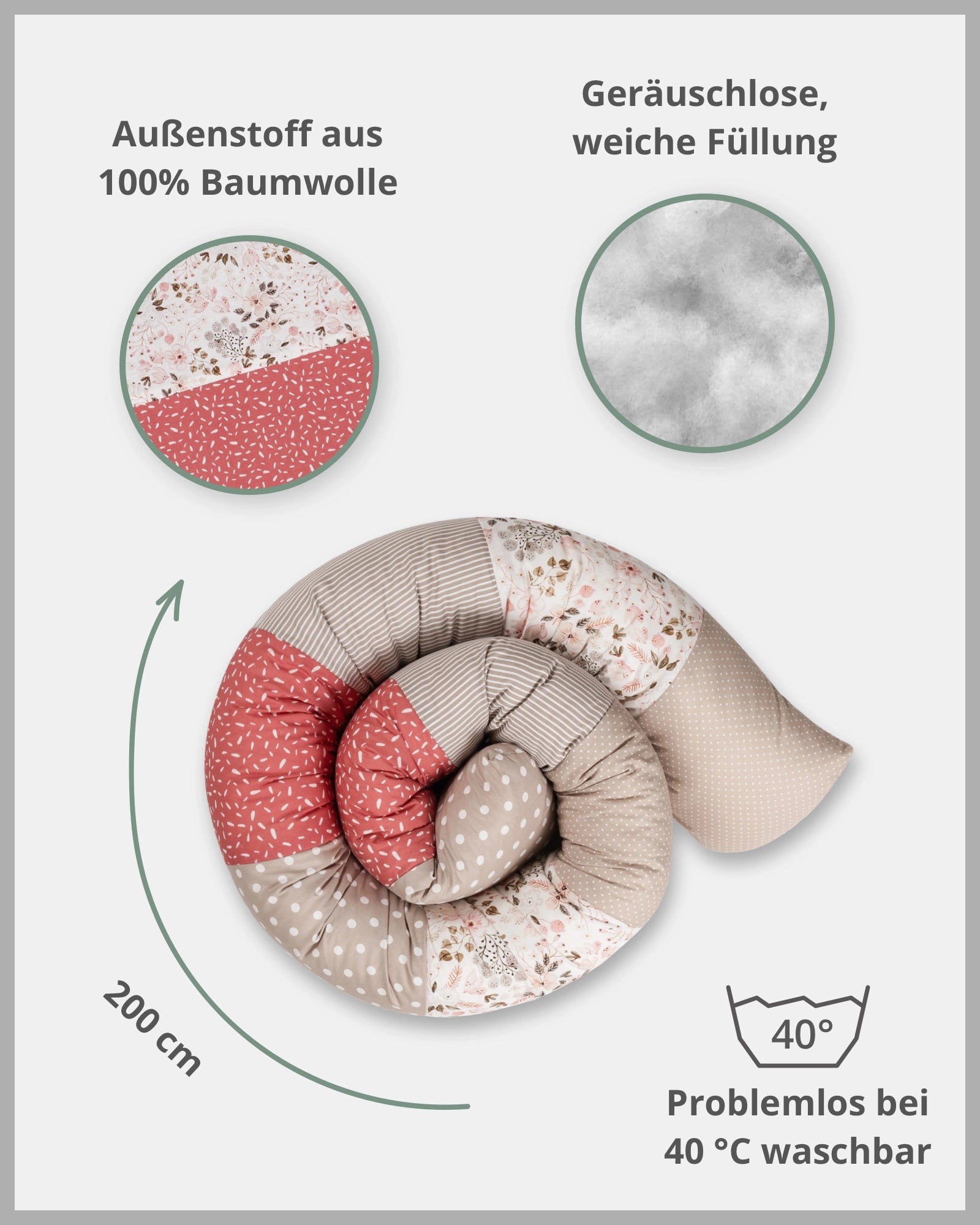 Baby Bettschlange ROSA BLÜTEN-ULLENBOOM Baby