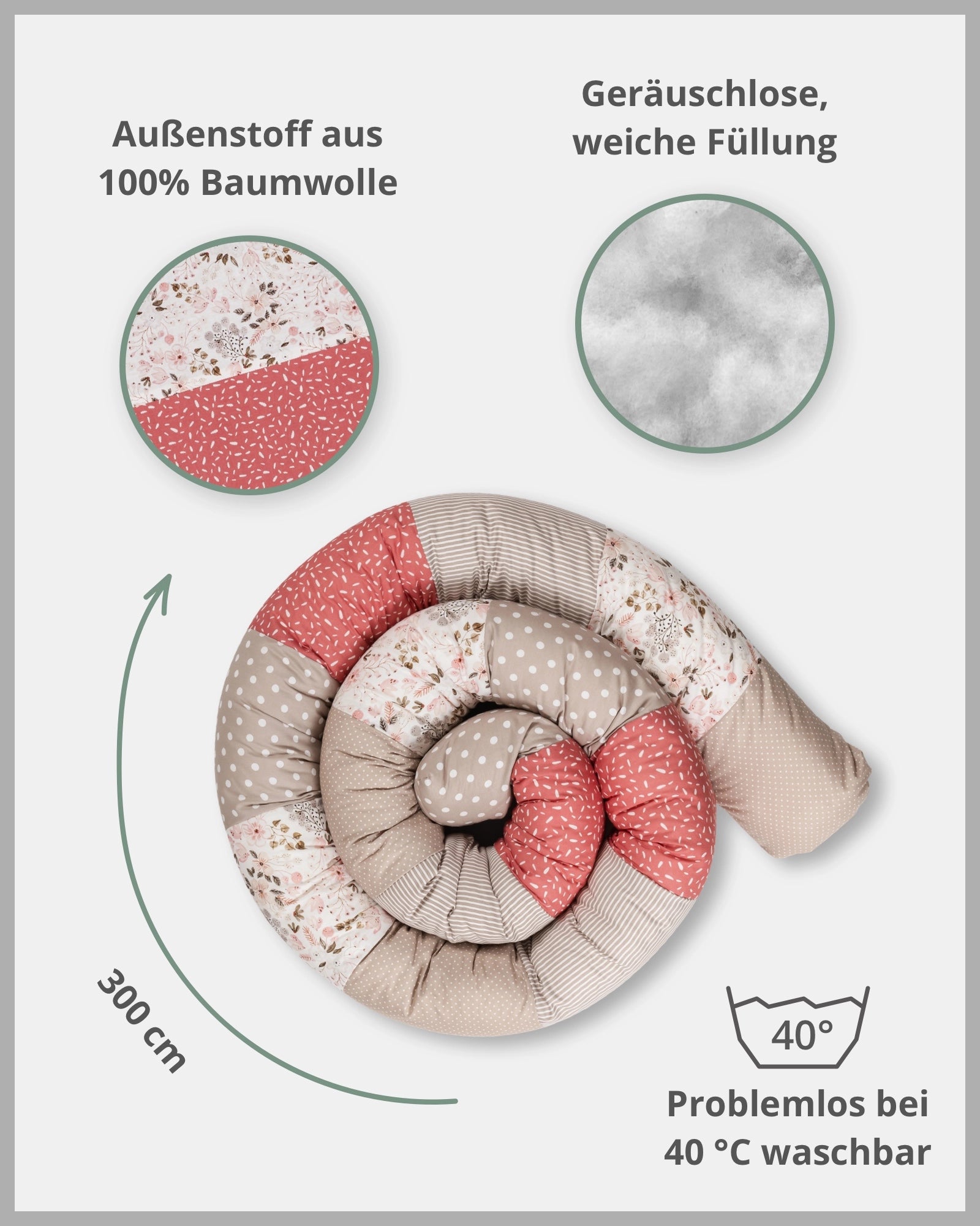 Baby Bettschlange ROSA BLÜTEN-ULLENBOOM Baby