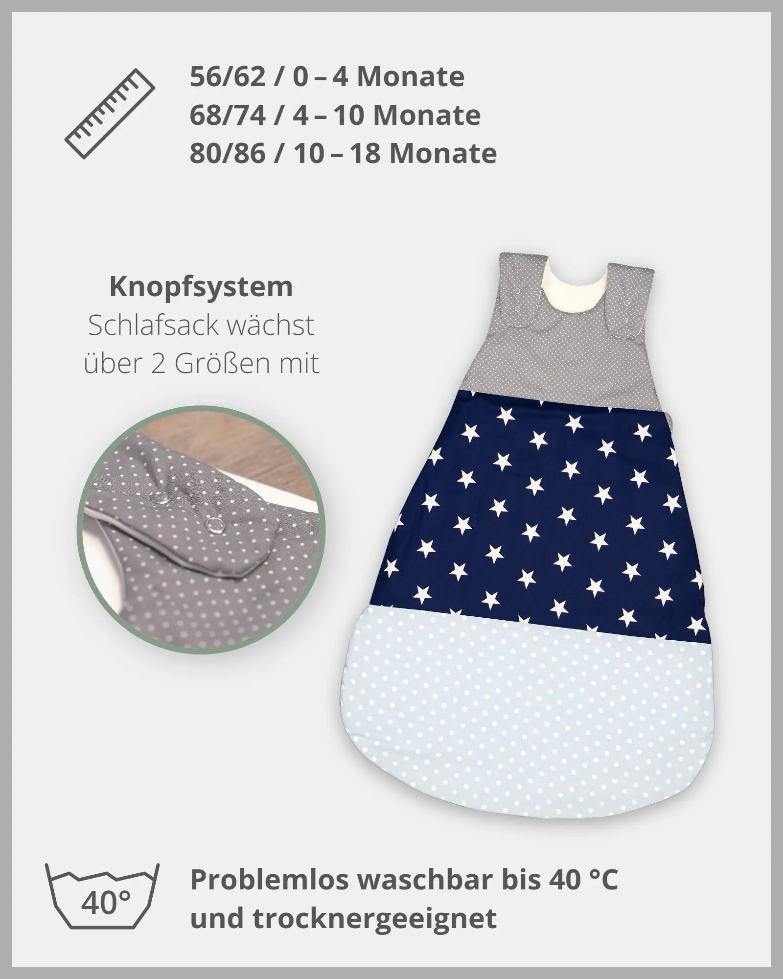 Schlafsack BLAU HELLBLAU GRAU-ULLENBOOM Baby