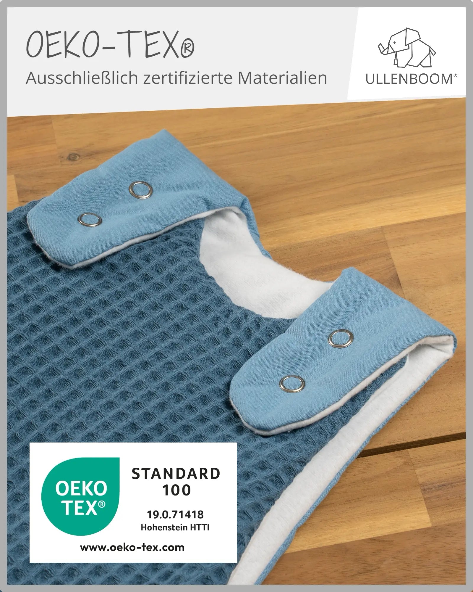 Schlafsack Waffelpiqué BLAU-ULLENBOOM Baby
