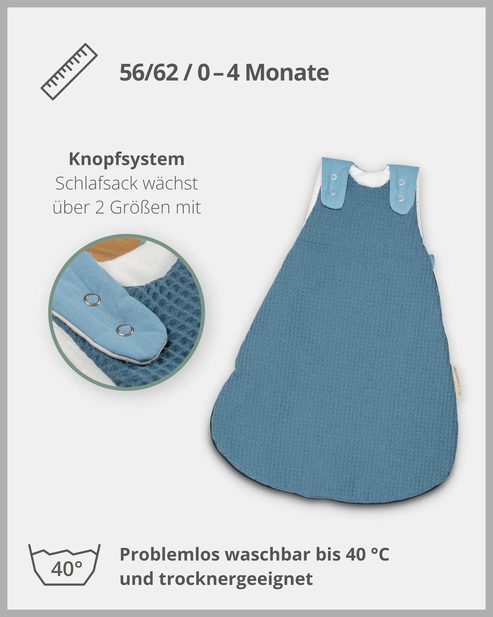 Schlafsack Waffelpiqué BLAU-ULLENBOOM Baby