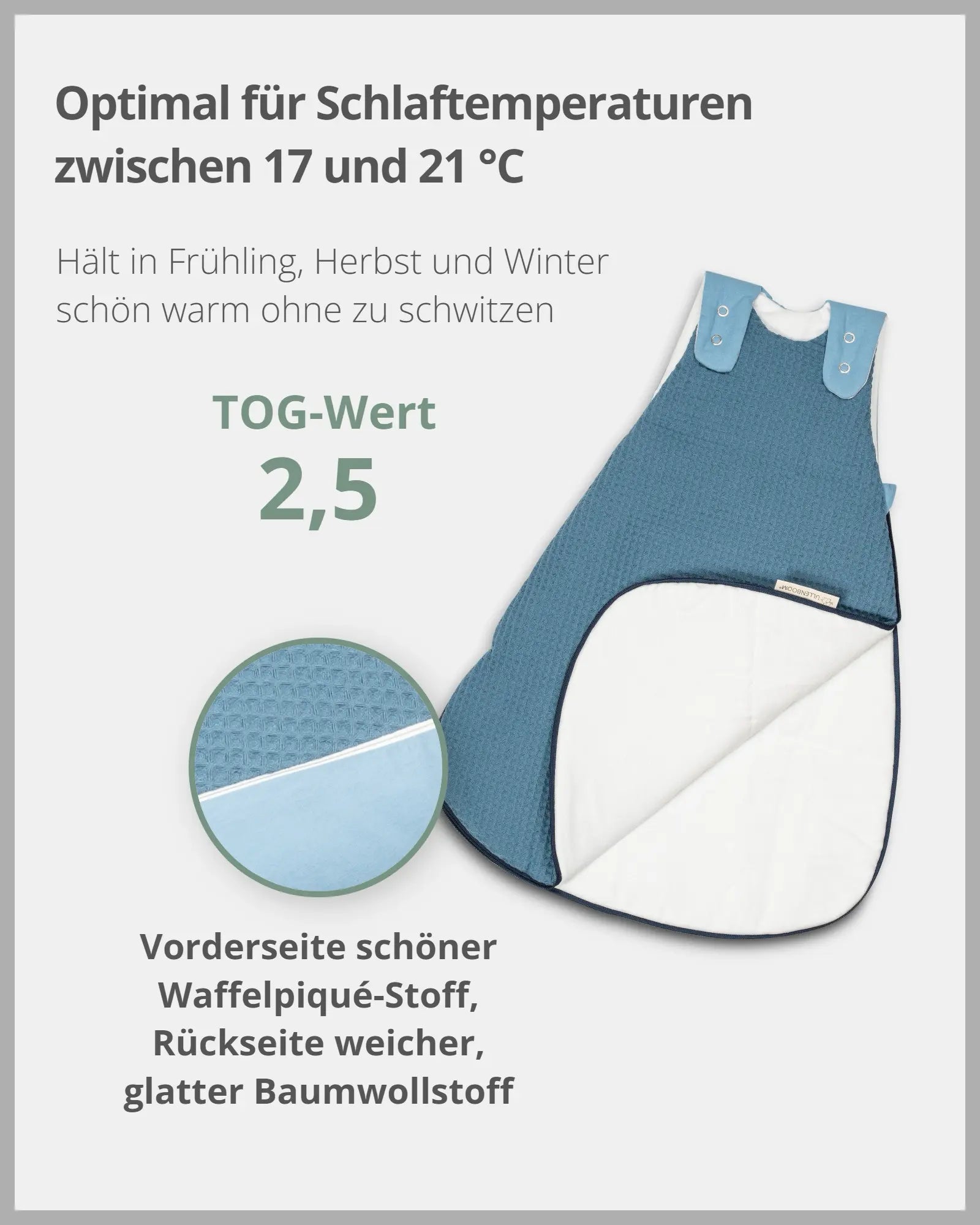 Schlafsack Waffelpiqué BLAU-ULLENBOOM Baby