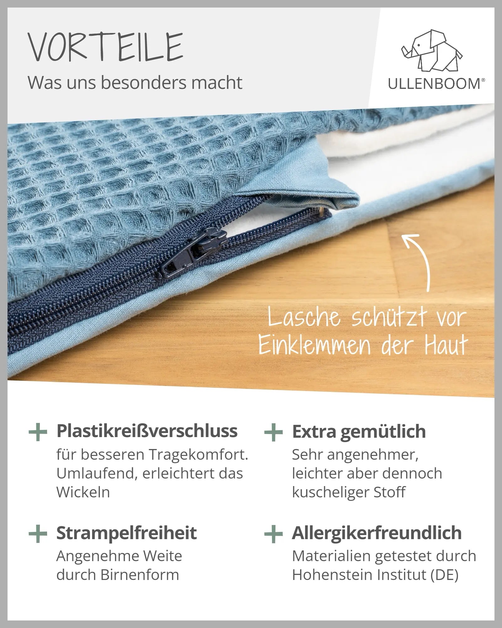Schlafsack Waffelpiqué BLAU-ULLENBOOM Baby