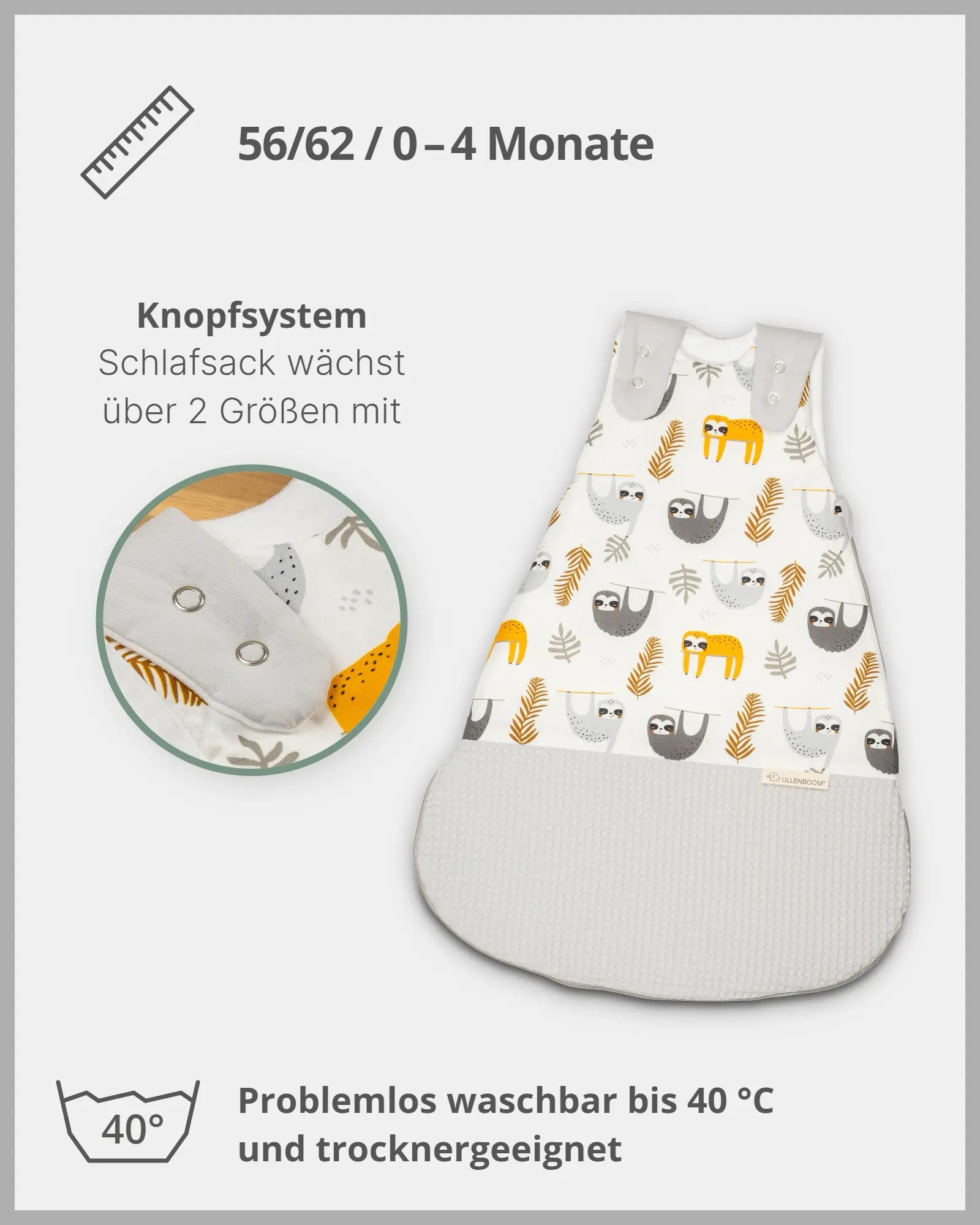 Schlafsack GRAU FAULTIERE-ULLENBOOM Baby