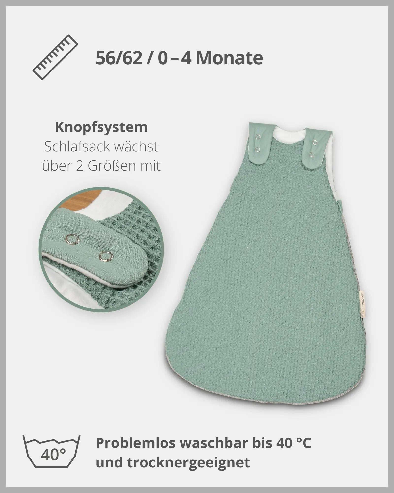 Schlafsack Waffelpiqué SALBEIGRÜN-ULLENBOOM Baby