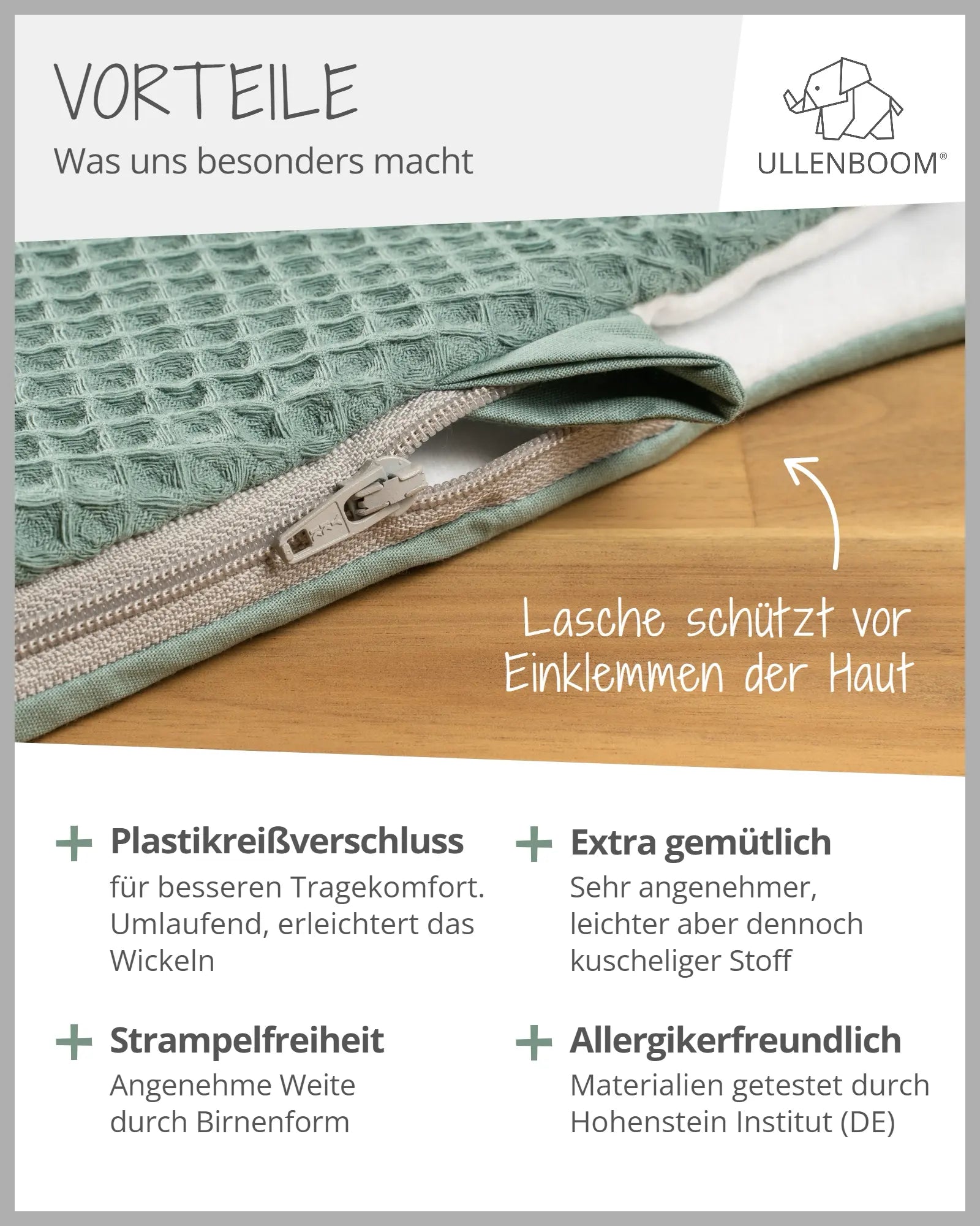 Schlafsack Waffelpiqué SALBEIGRÜN-ULLENBOOM Baby