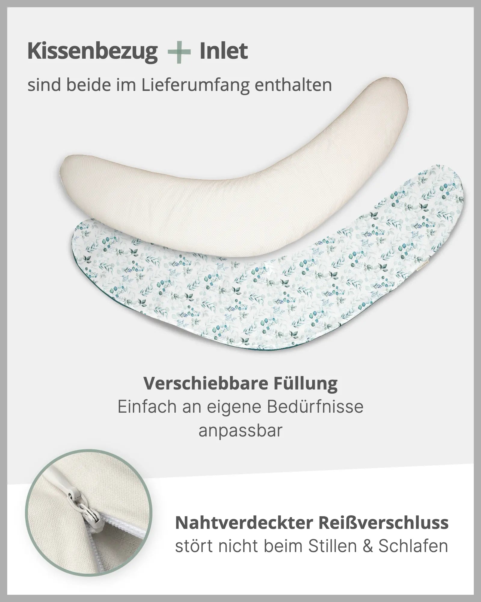 190 cm Stillkissen Eukalyptus Petrol-190 cm Große Stillkissen-ULLENBOOM Baby