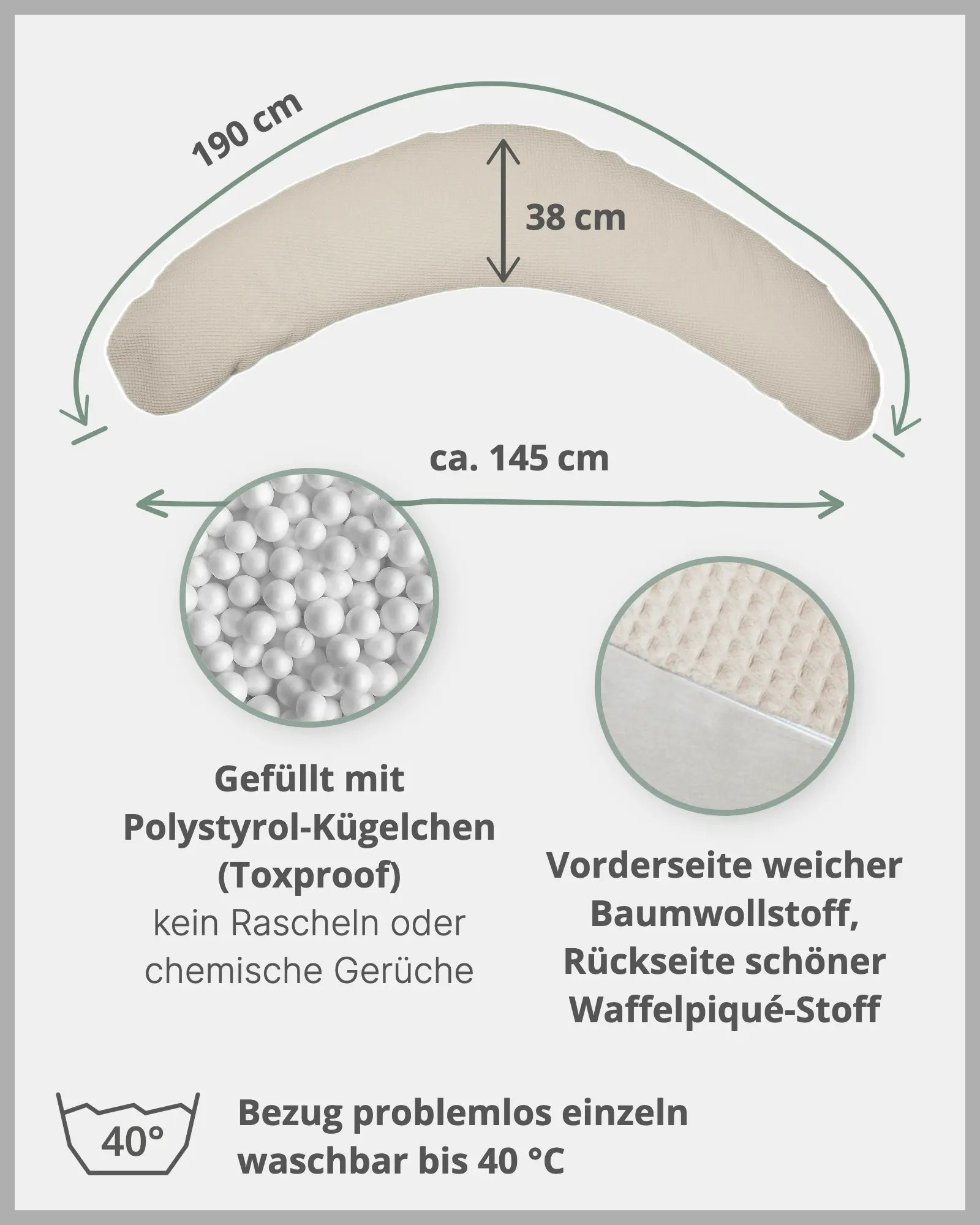 190 cm Stillkissen Waffelpiqué SAND-ULLENBOOM Baby