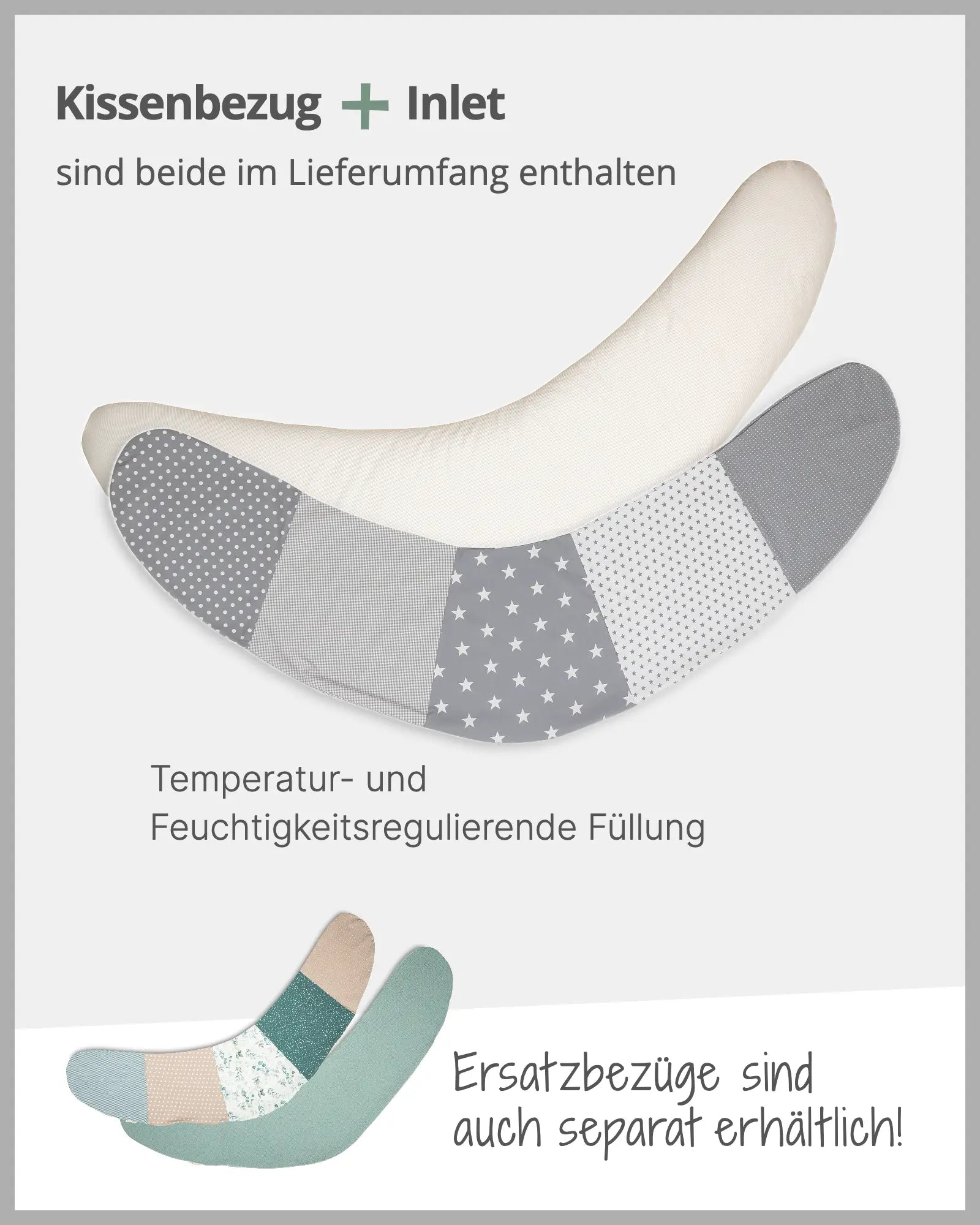 170 cm Kleines Stillkissen GRAUE STERNE-ULLENBOOM Baby