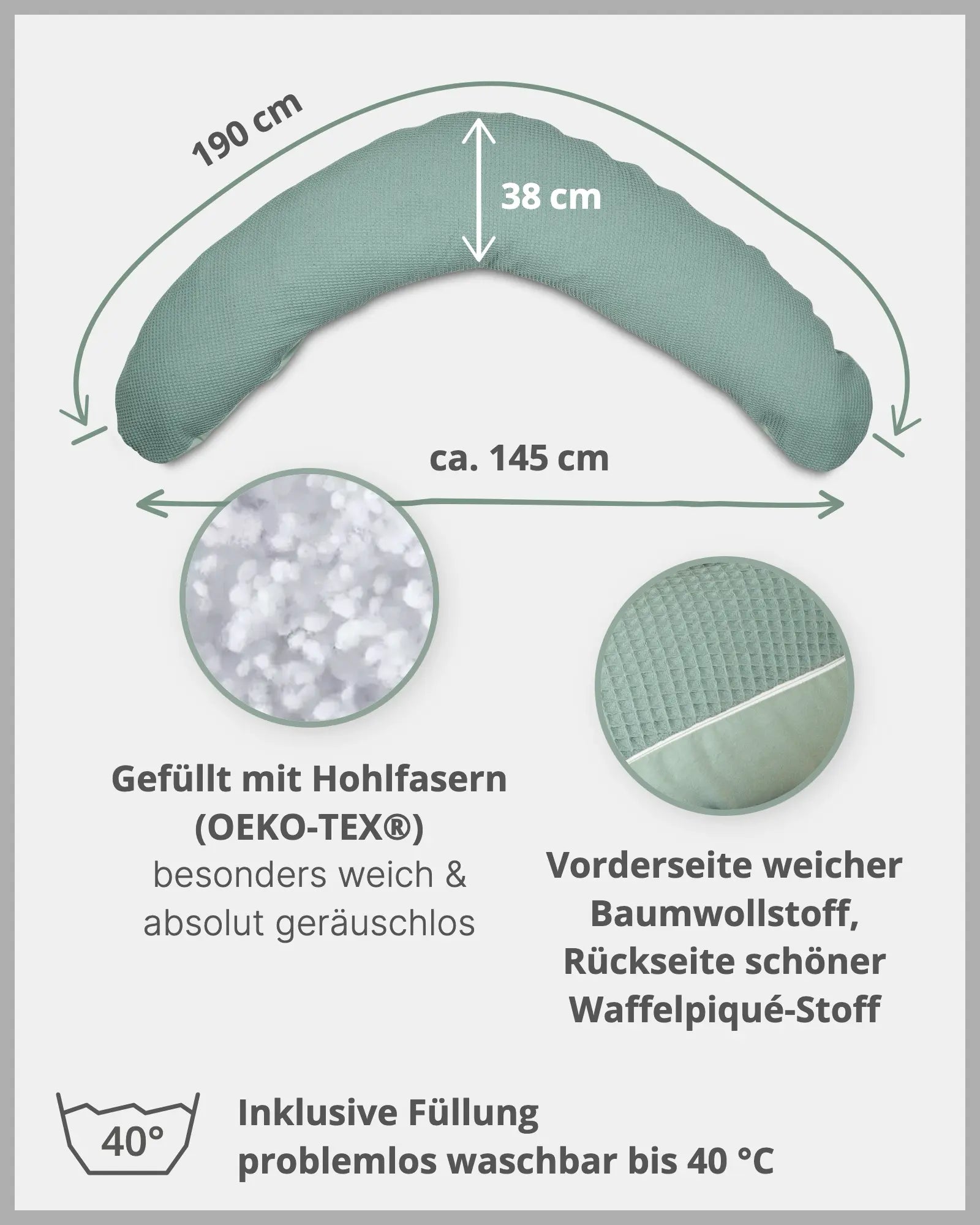 190 cm Stillkissen Waffelpiqué SALBEIGRÜN-ULLENBOOM Baby