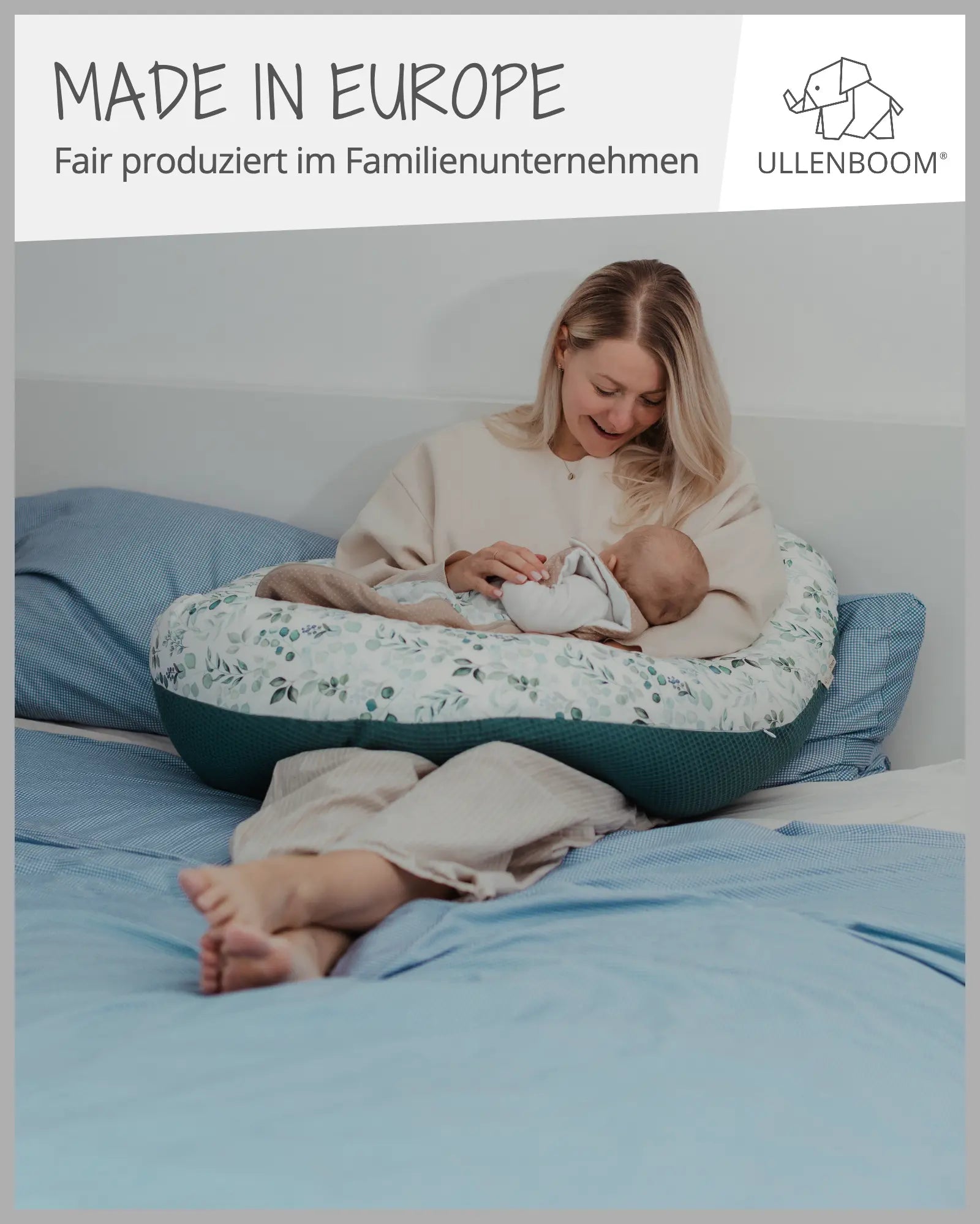 190 cm Stillkissen GRAU ELEFANT-ULLENBOOM Baby