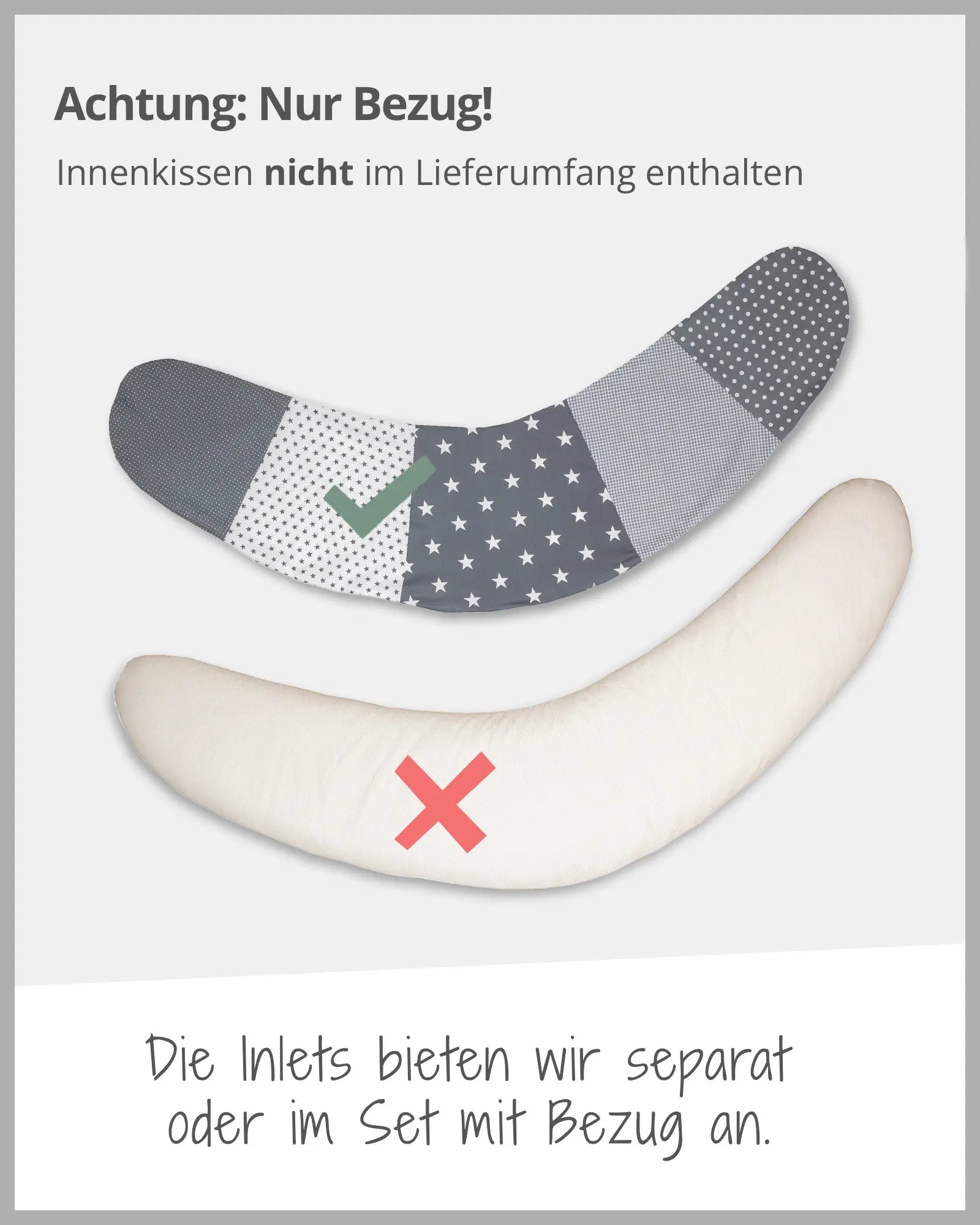 170 cm Kleines Stillkissen GRAUE STERNE-ULLENBOOM Baby