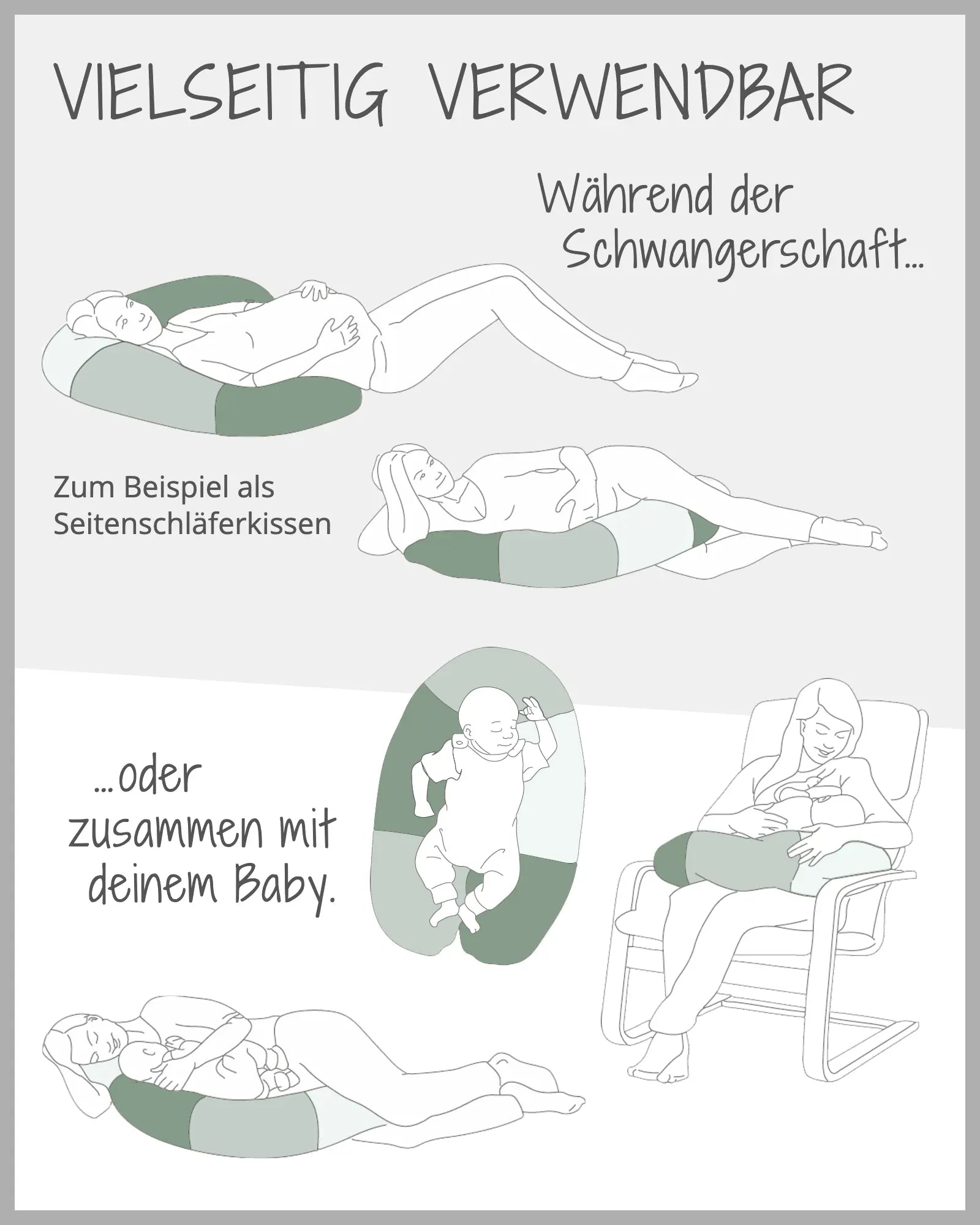 190 cm Stillkissen Waffelpiqué GRAU-ULLENBOOM Baby