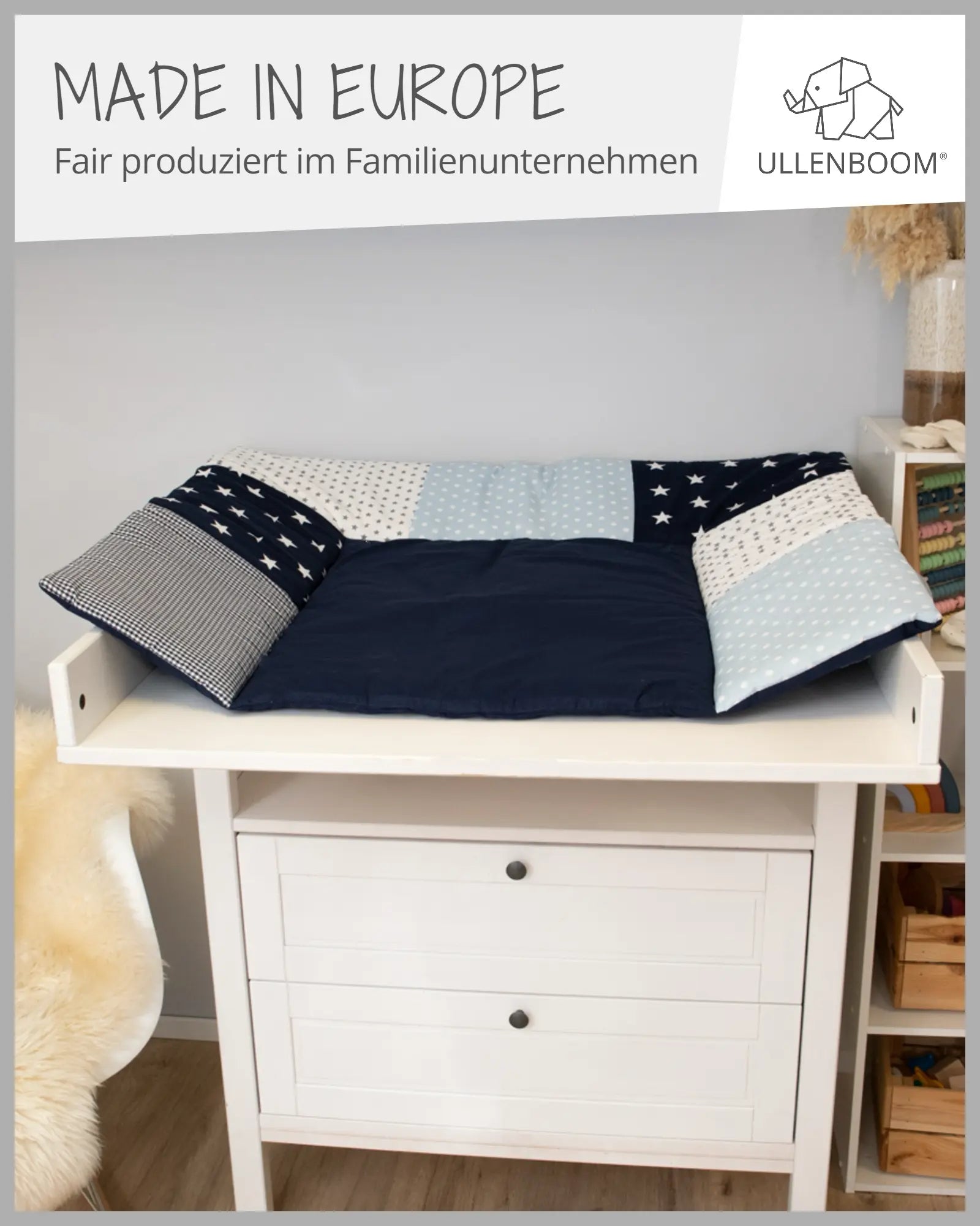 Wickelauflage Blau Hellblau Grau-ULLENBOOM Baby