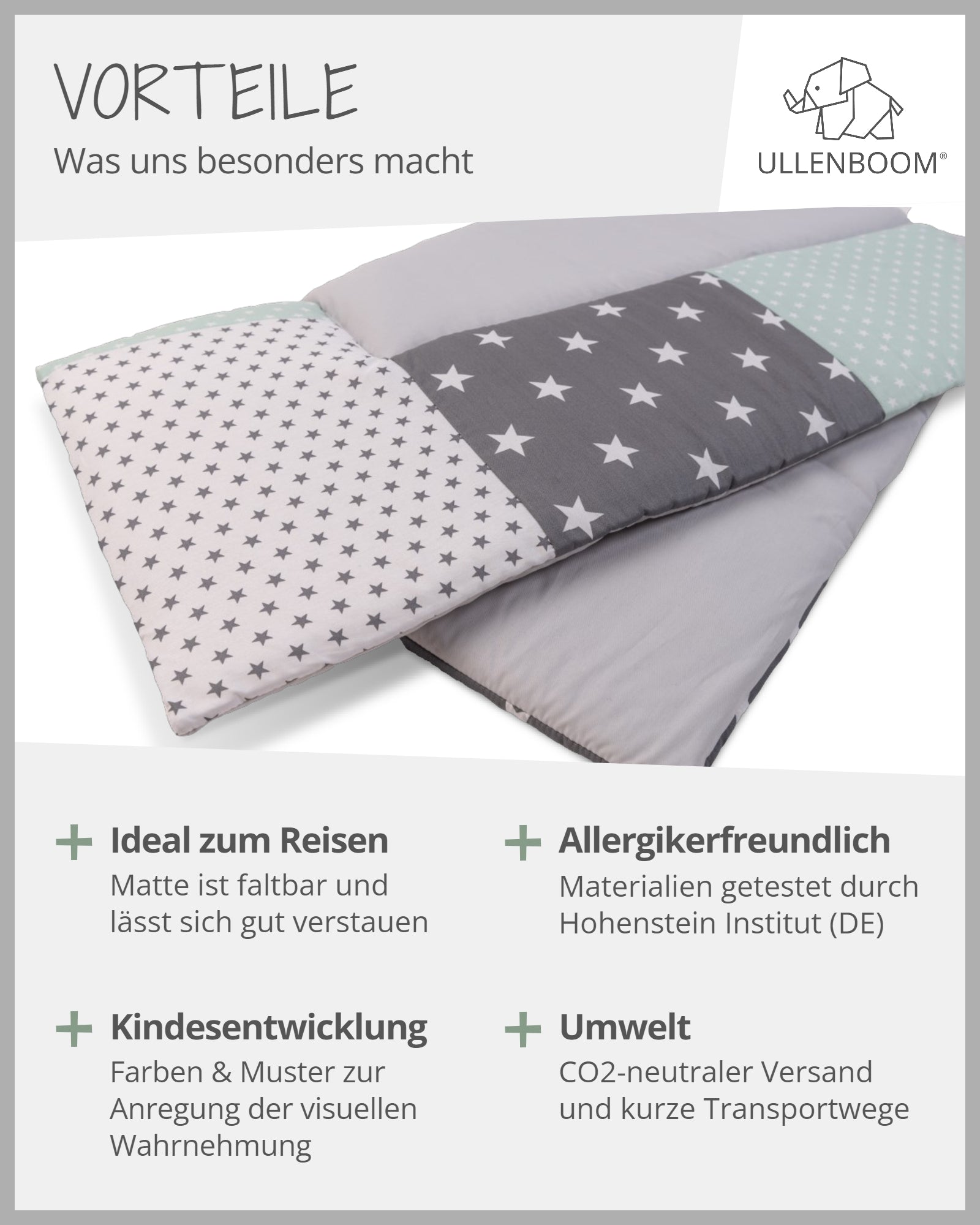 Wickelauflage Mint Grau-ULLENBOOM Baby