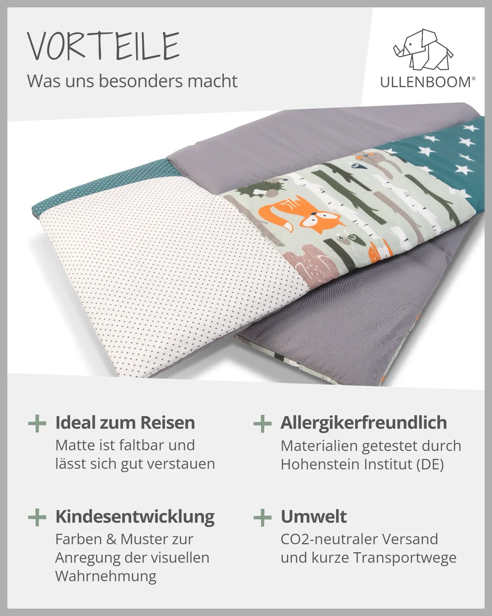 Wickelauflage Waldtiere Petrol-ULLENBOOM Baby