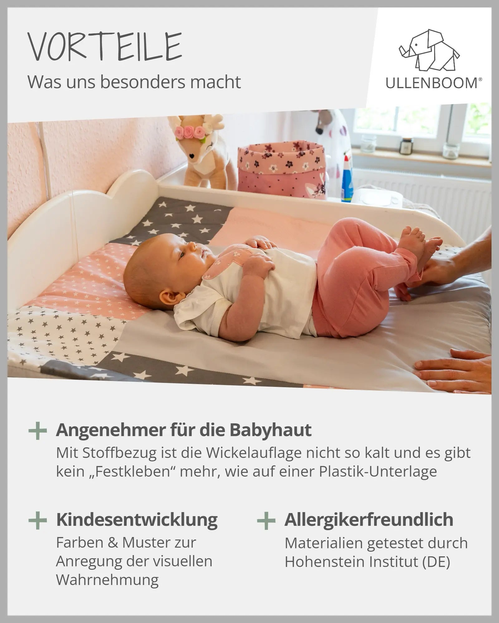 Wickelauflagen-Bezug Blau Hellblau Grau-ULLENBOOM Baby