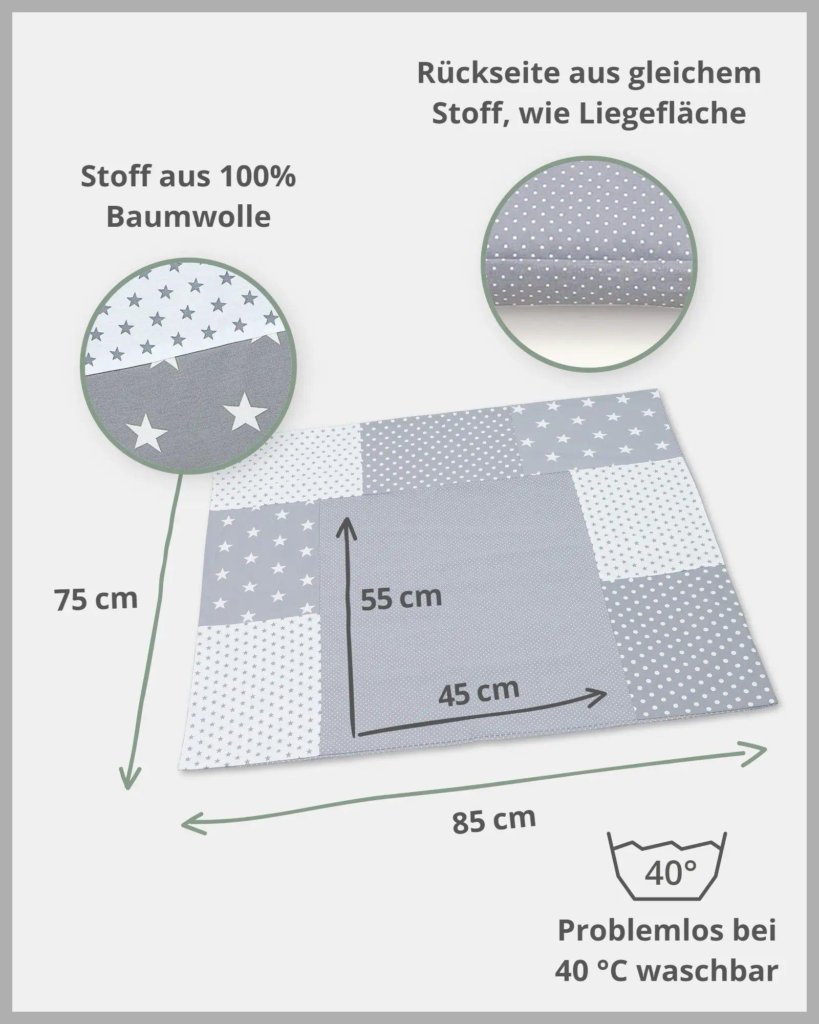 Wickelauflagen-Bezug GRAUE STERNE-ULLENBOOM Baby