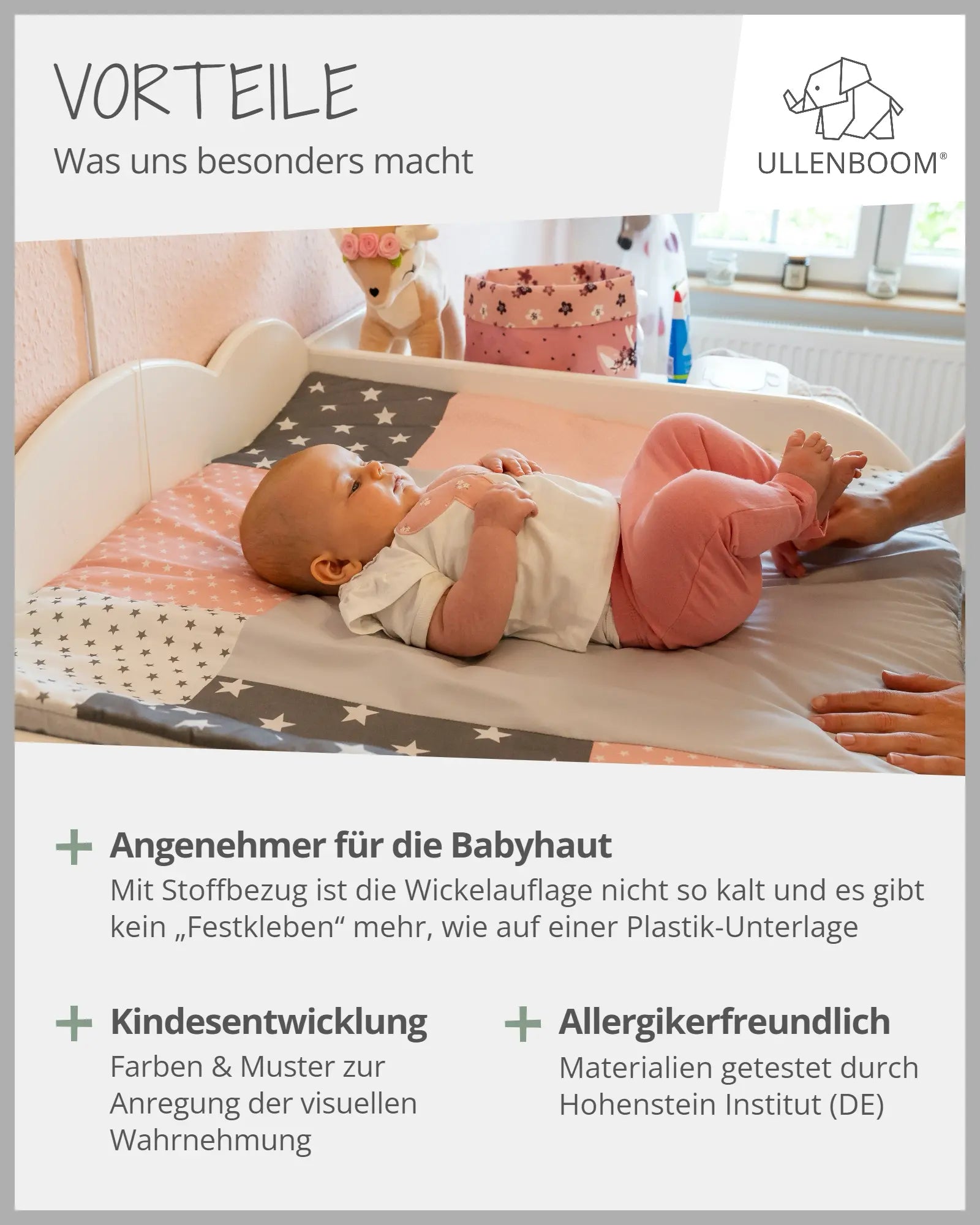 Wickelauflagen-Bezug MINT GRAU-ULLENBOOM Baby