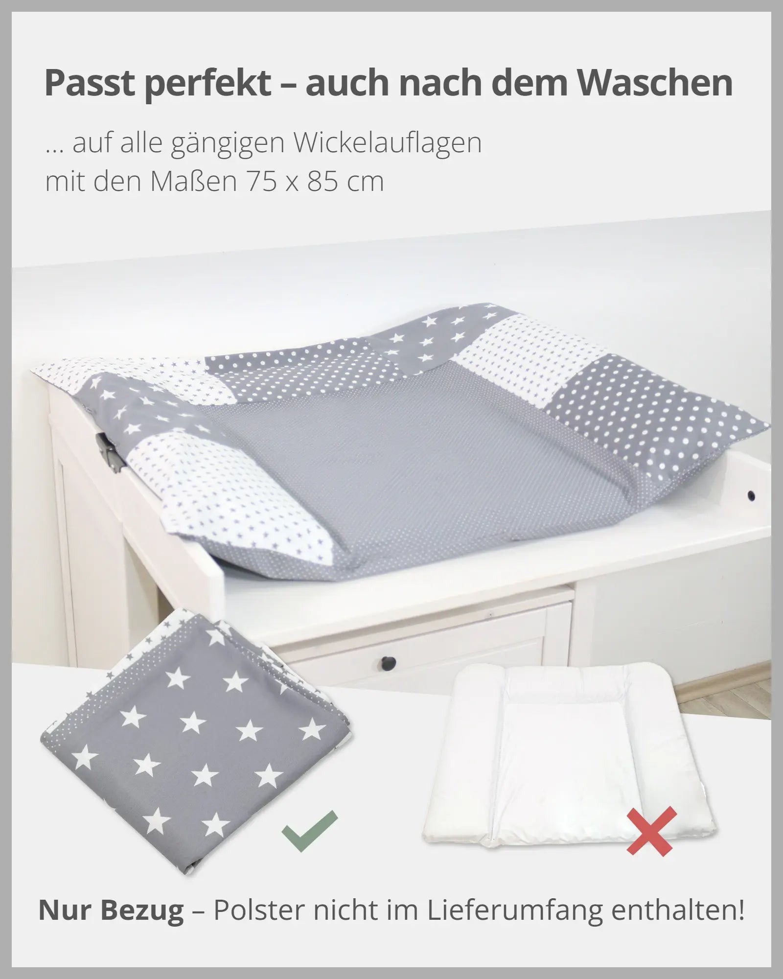 Wickelauflagen-Bezug GRAUE STERNE-ULLENBOOM Baby